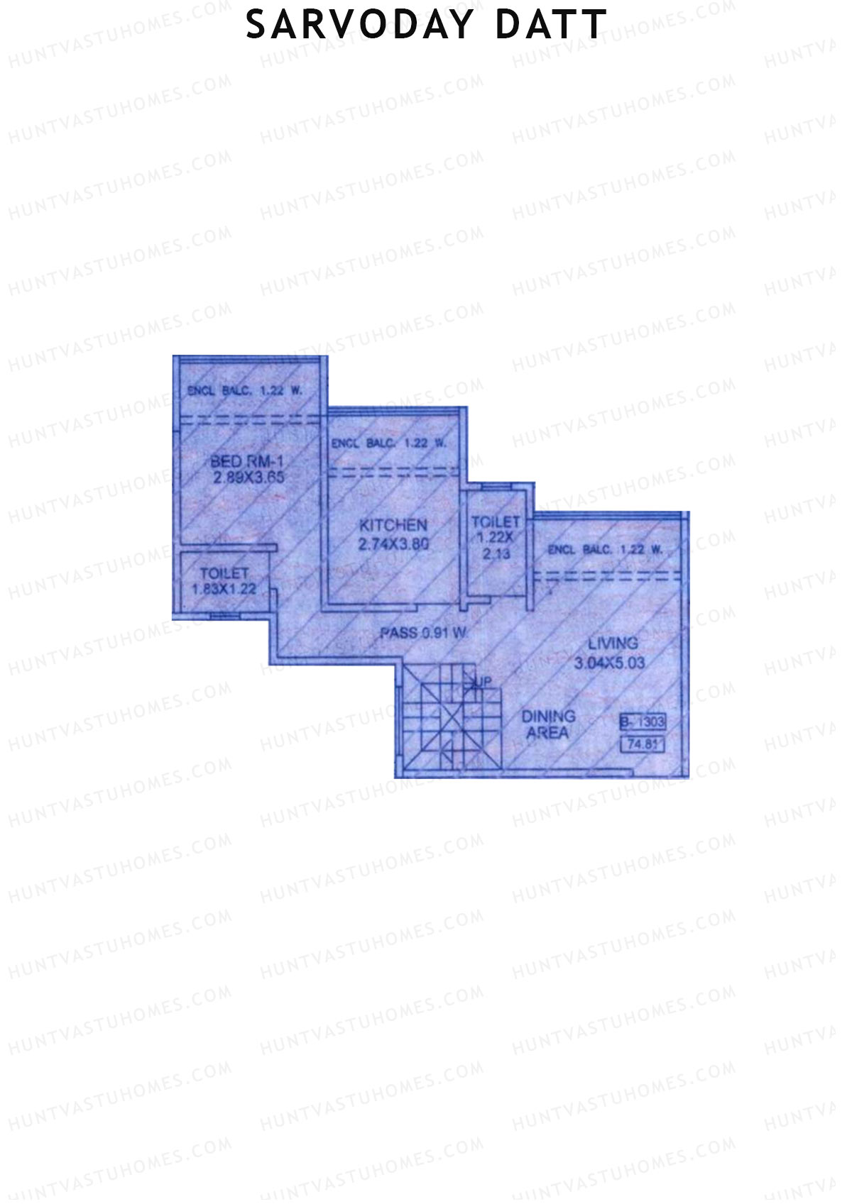 Sarvoday Datt Wing B Unit 3 (Type DU) Floor Plan