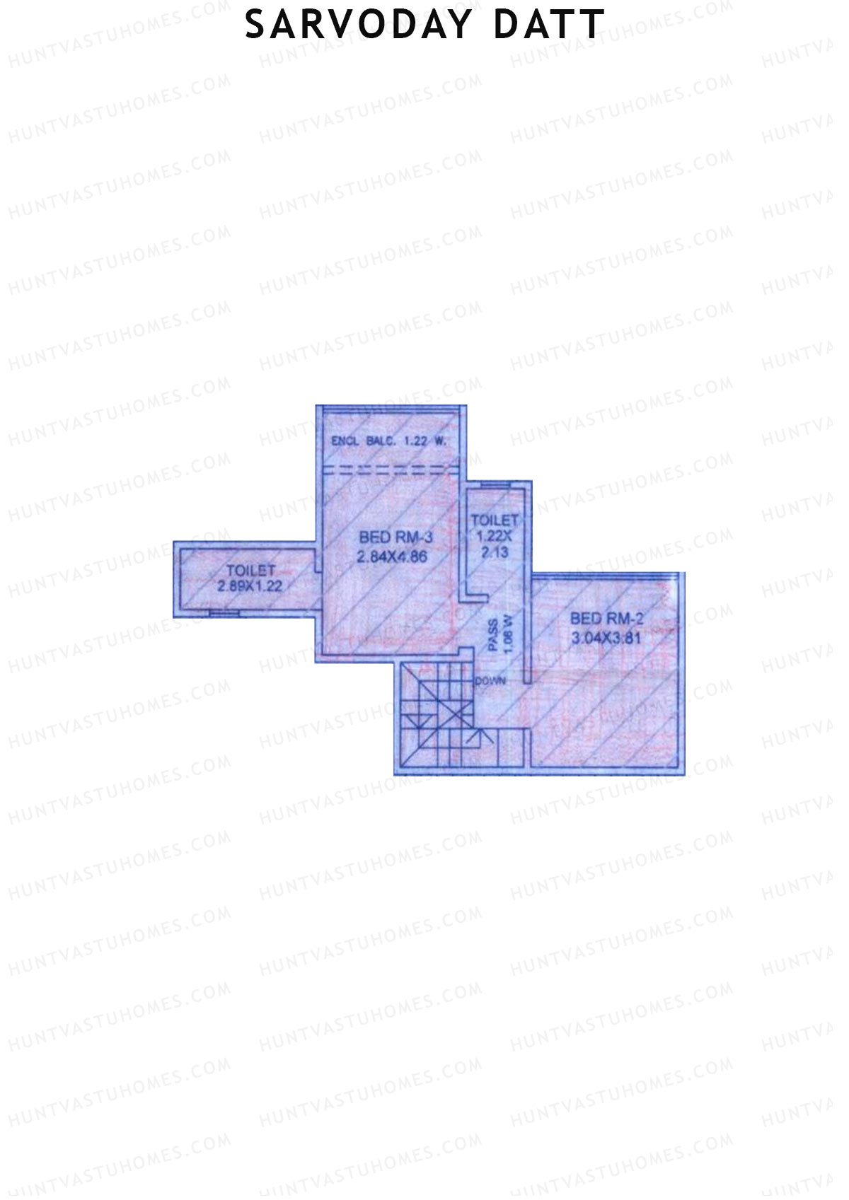 Sarvoday Datt Wing B Unit 3 (Type DU) Floor Plan