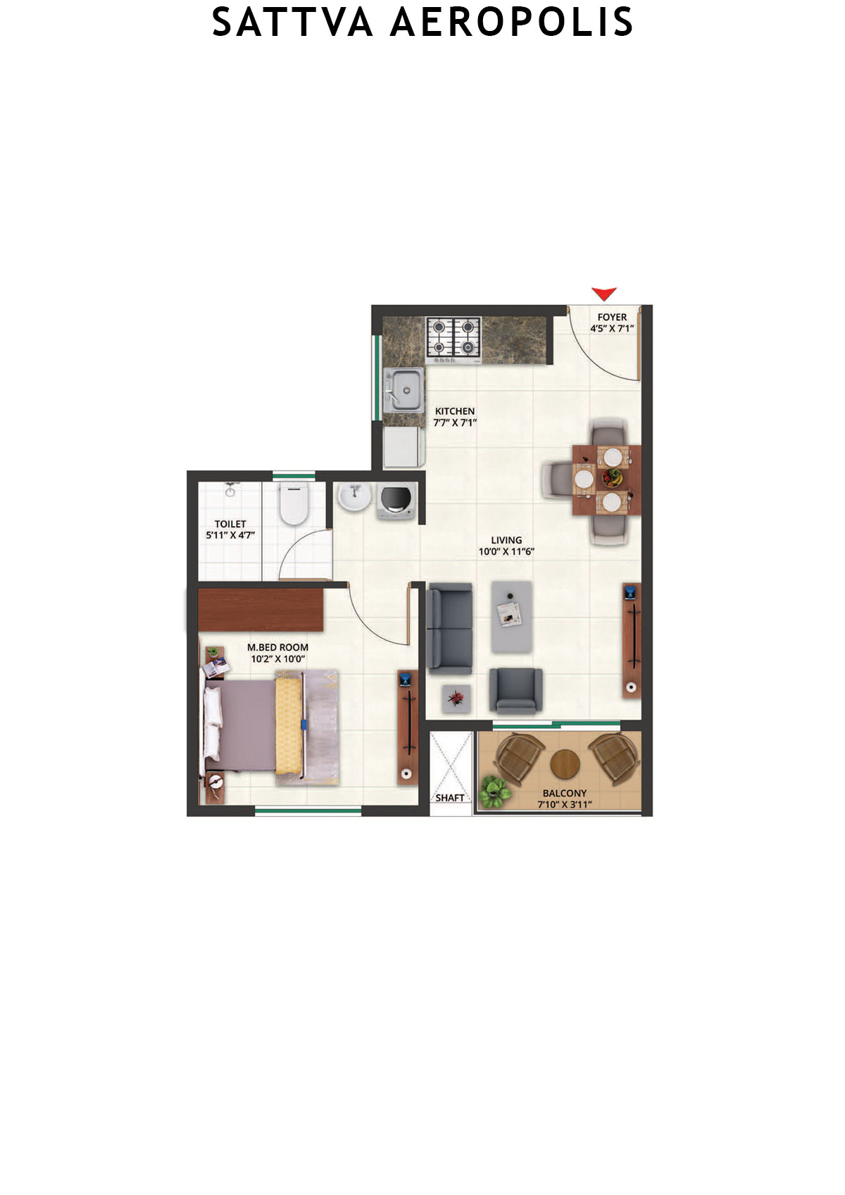 Sattva Aeropolis Block C Wing 4 Unit 1 Floor Plan