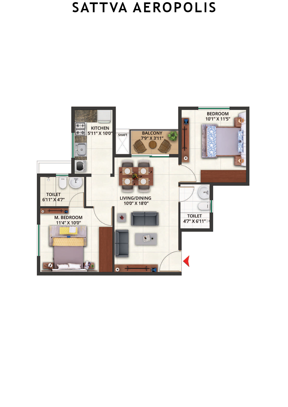 Sattva Aeropolis Block C Wing 4 Unit 4 Floor Plan