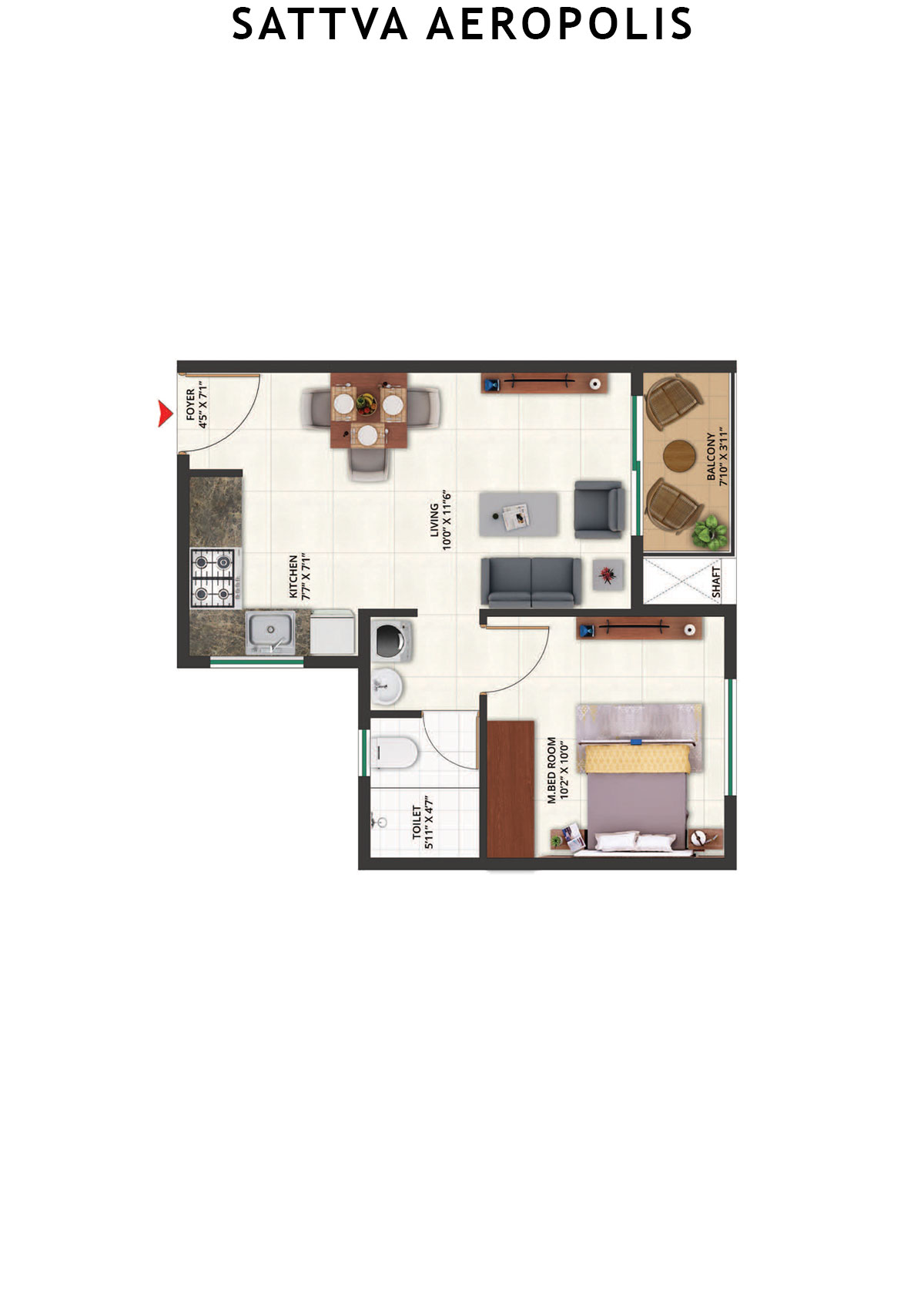 Sattva Aeropolis Block C Wing 4 Unit 9 Floor Plan