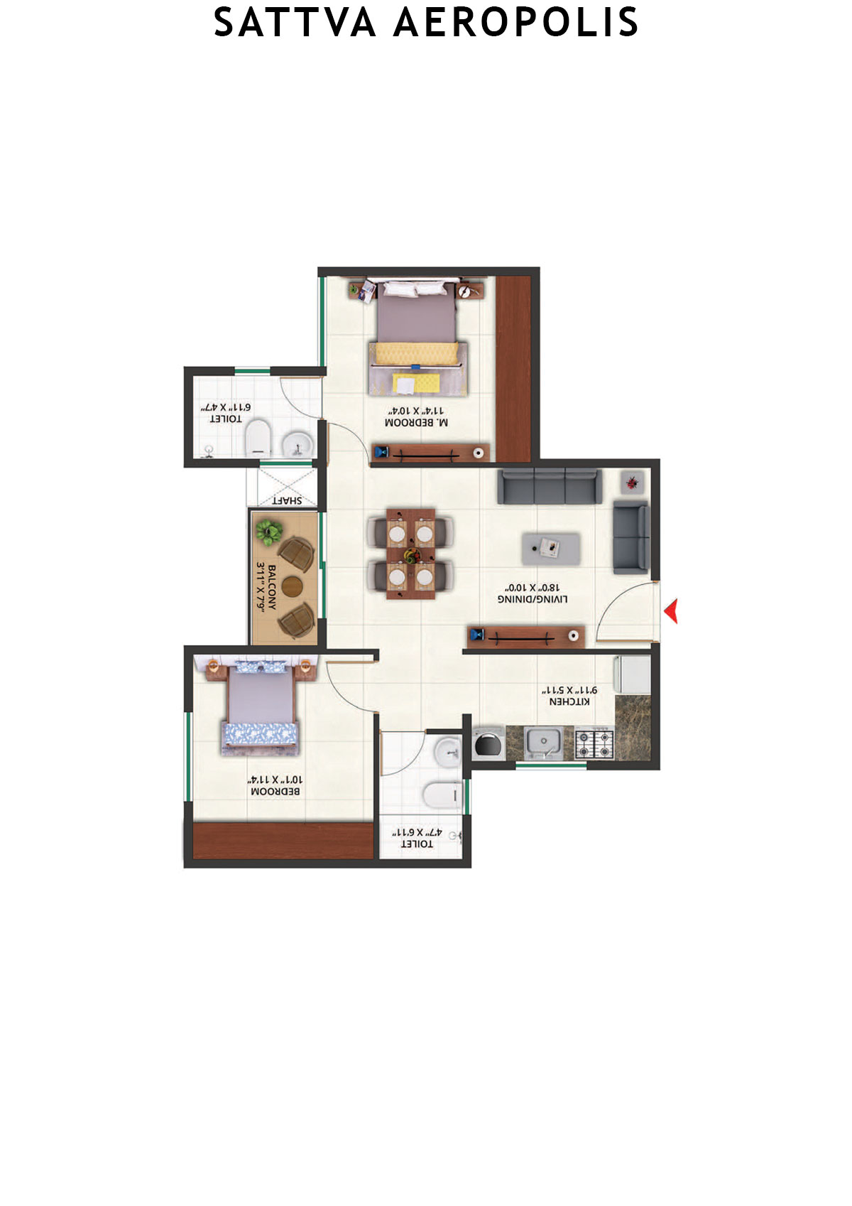 Sattva Aeropolis Block C Wing 5 Unit 1 Floor Plan