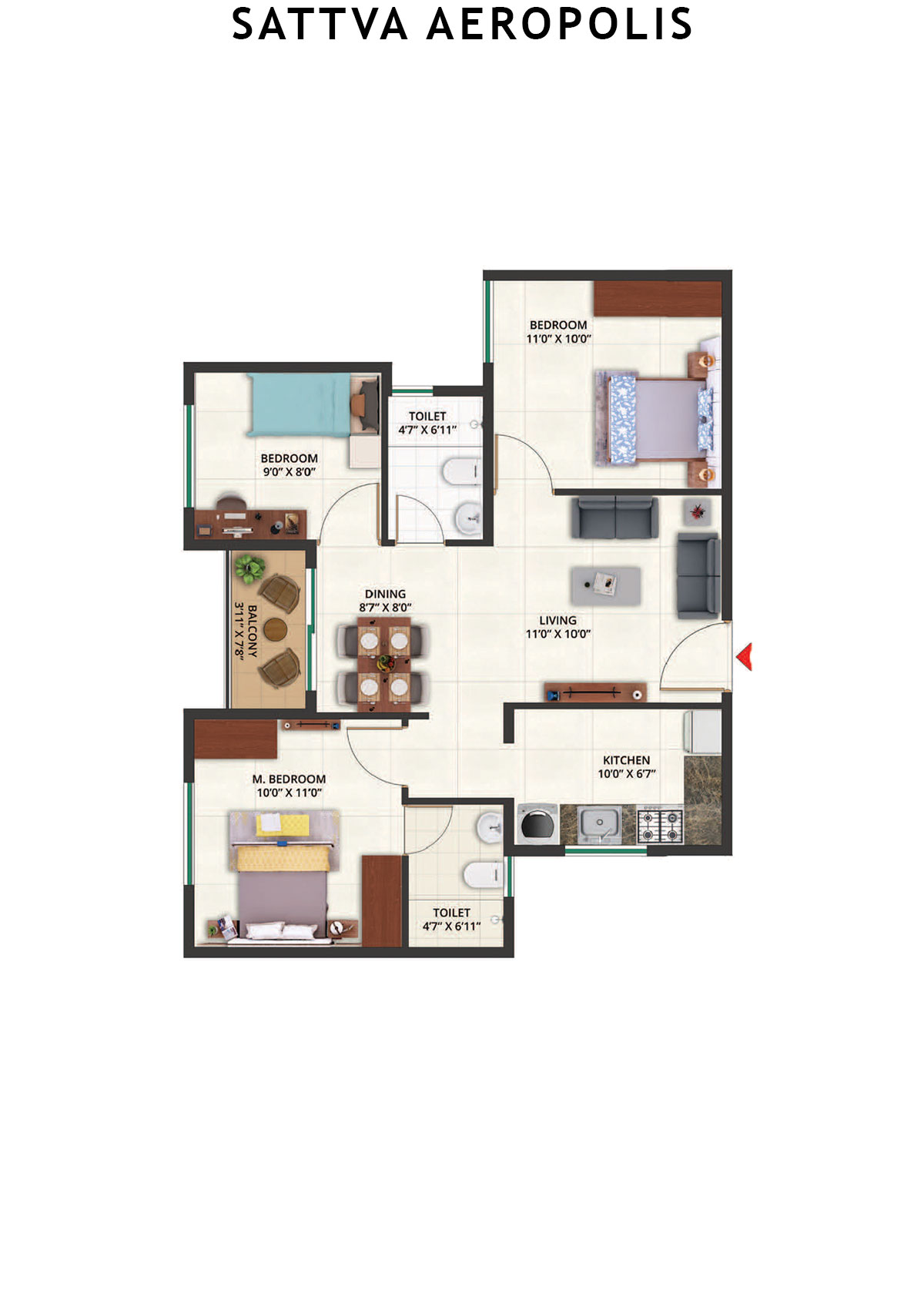Sattva Aeropolis Block C Wing 5 Unit 7 Floor Plan