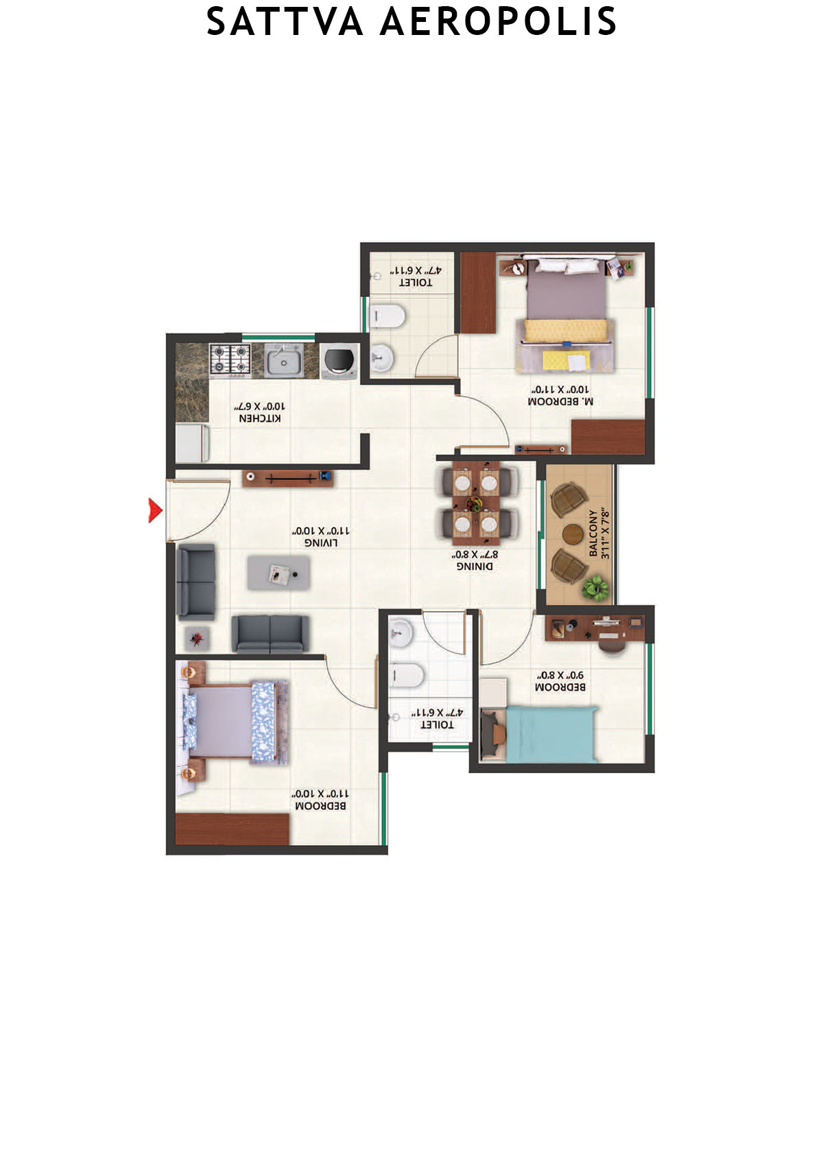 Sattva Aeropolis Block D Wing 10 Unit 10 Floor Plan