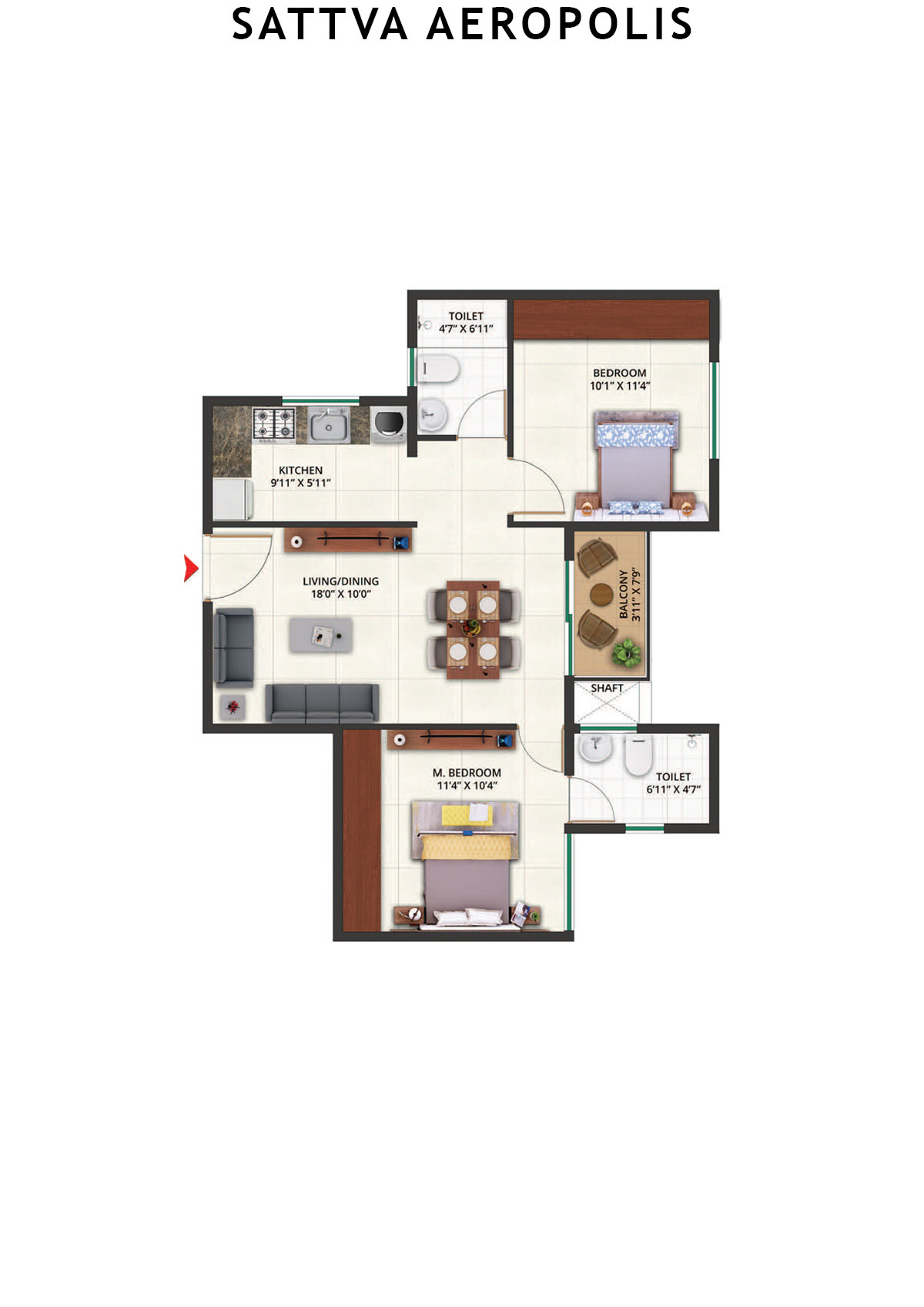 Sattva Aeropolis Block D Wing 8 Unit 3 Floor Plan