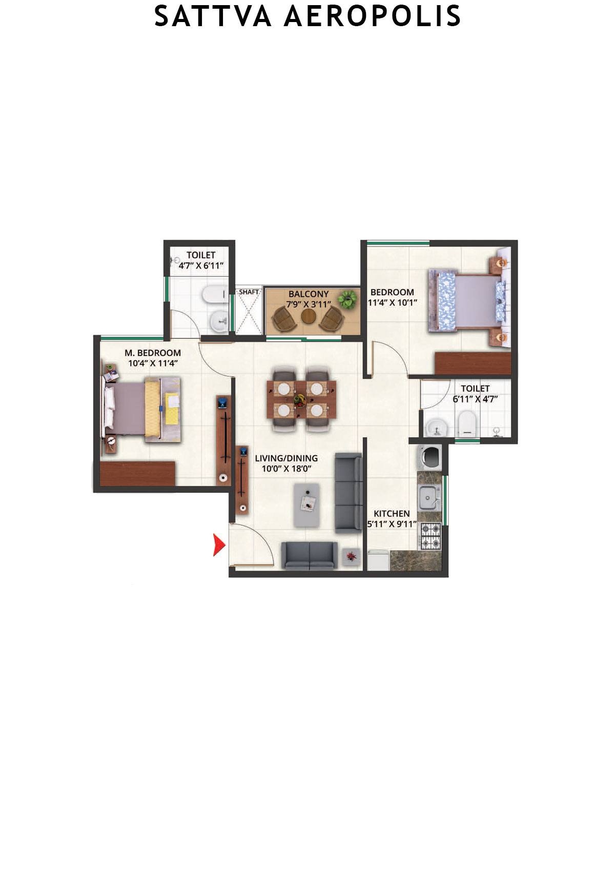 Sattva Aeropolis Block D Wing 9 Unit 12 Floor Plan