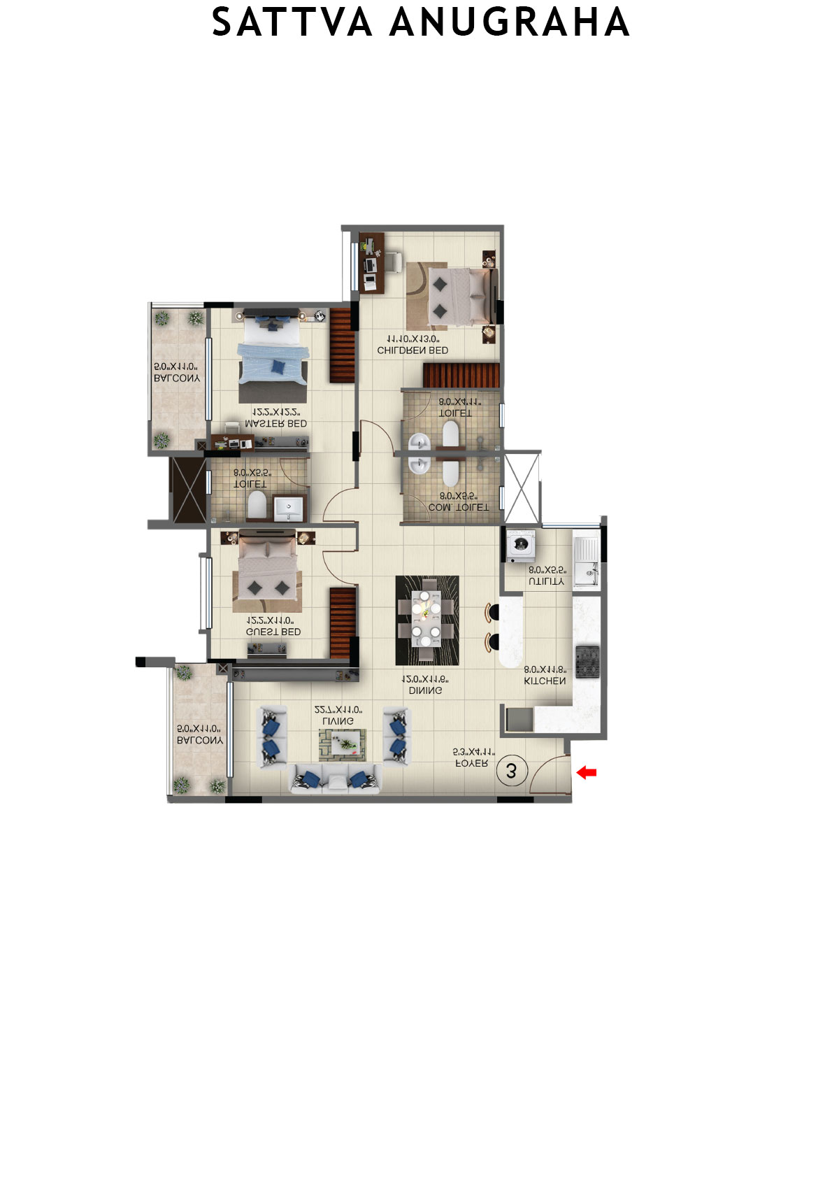 Sattva Anugraha Tower T11 Unit 2 Floor Plan