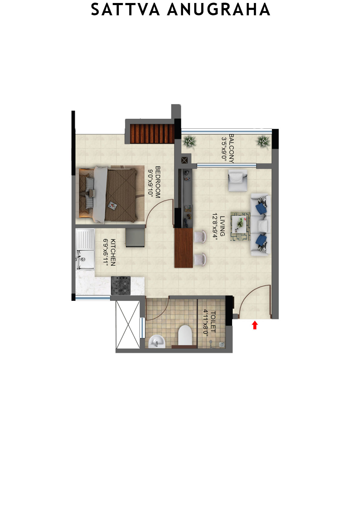 Sattva Anugraha Tower T13 Unit 3 Floor Plan