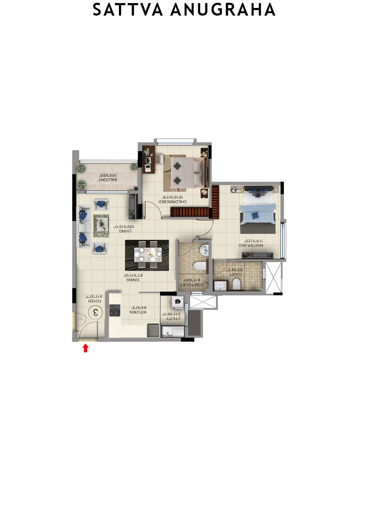 Sattva Anugraha Tower T13 Unit 5 Floor Plan