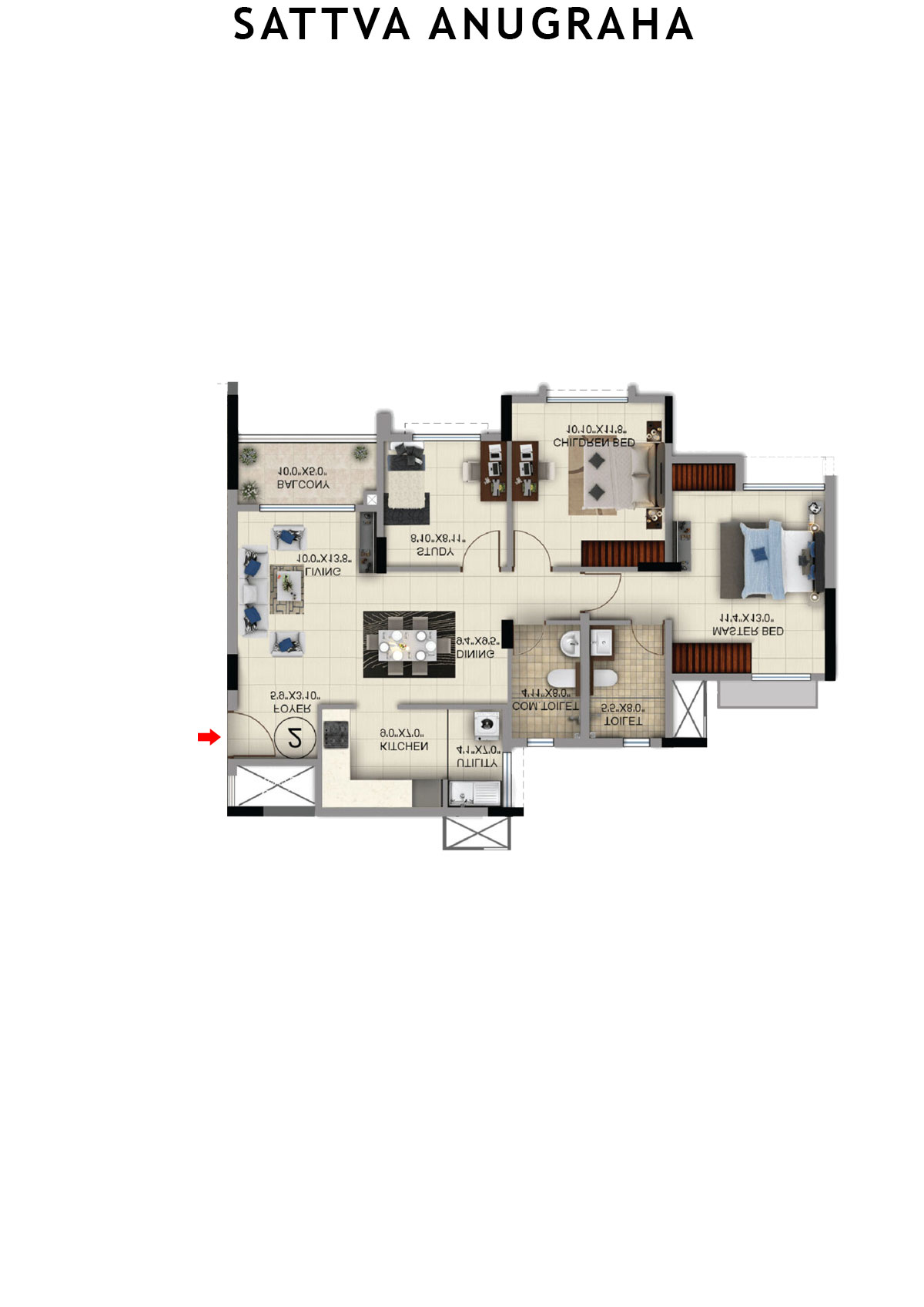 Sattva Anugraha Tower T14 Unit 3 Floor Plan