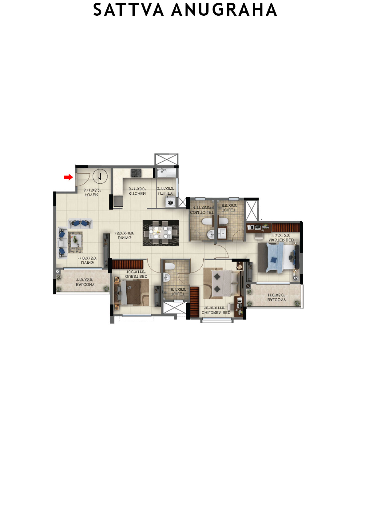 Sattva Anugraha Tower T14 Unit 4 Floor Plan