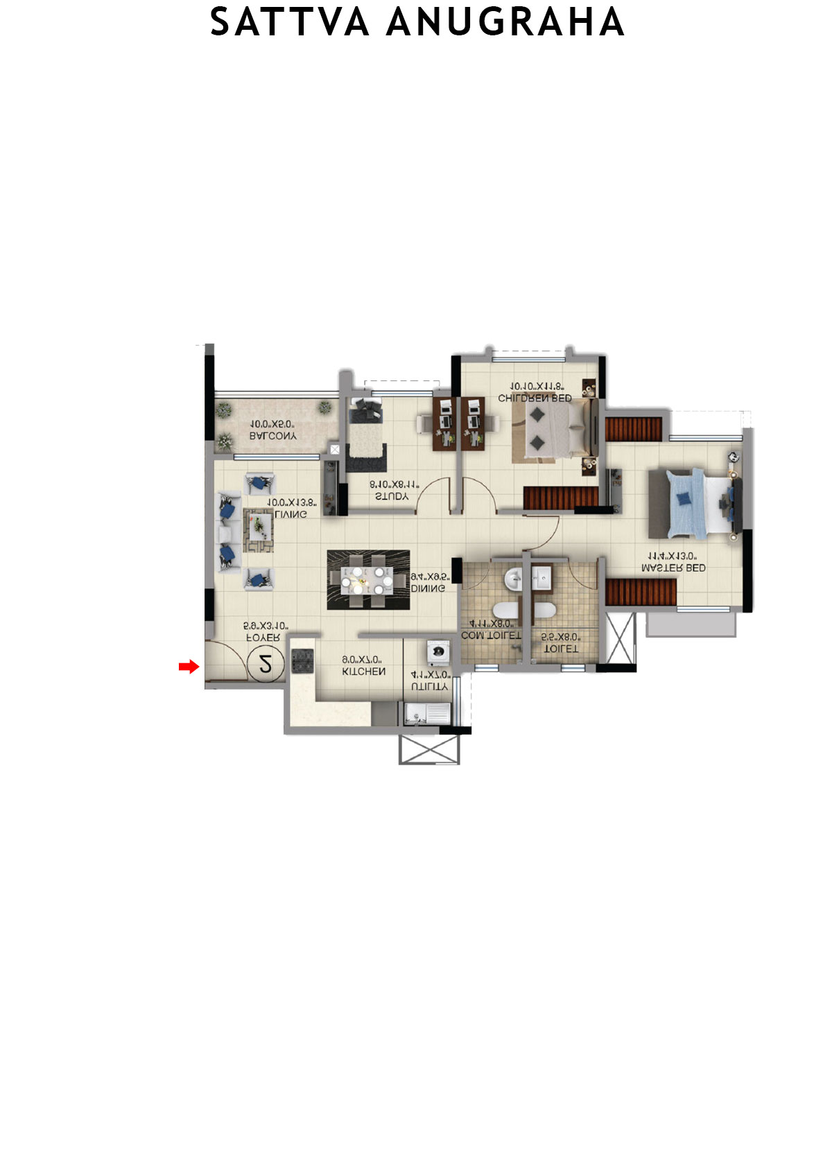 Sattva Anugraha Tower T15 Unit 3 Floor Plan