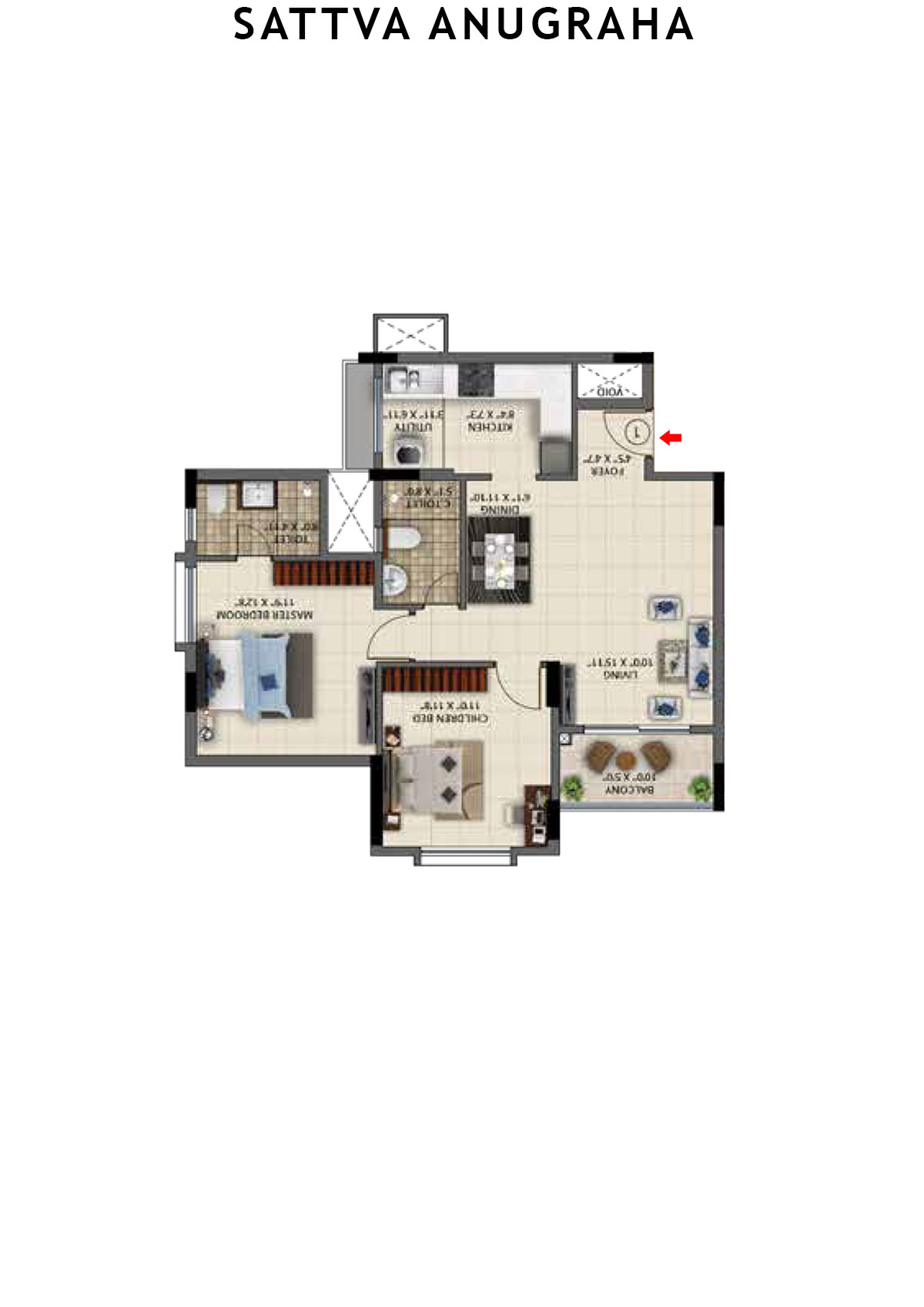 Sattva Anugraha Tower T16 Unit 1 Floor Plan