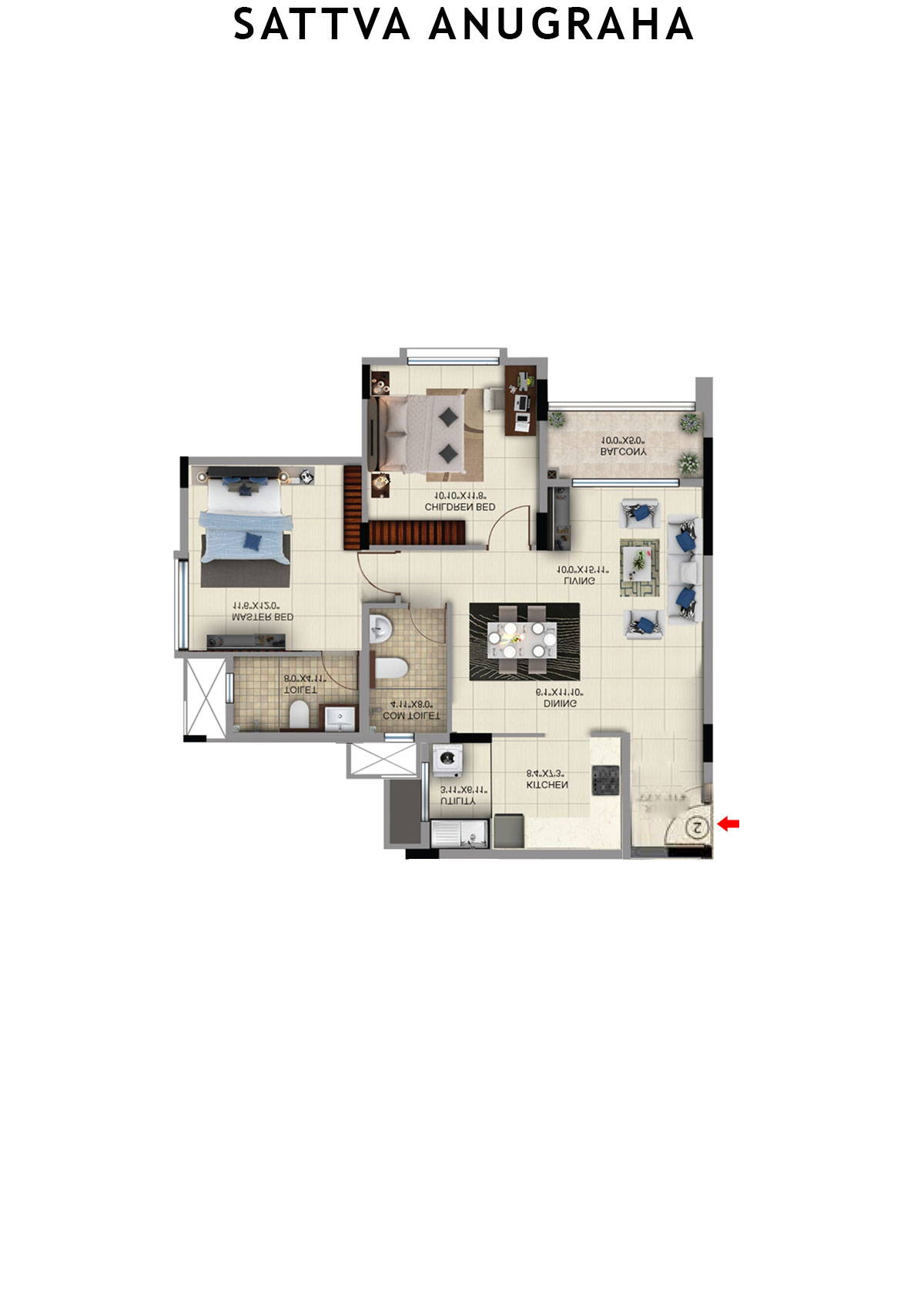 Sattva Anugraha Tower T16 Unit 2 Floor Plan