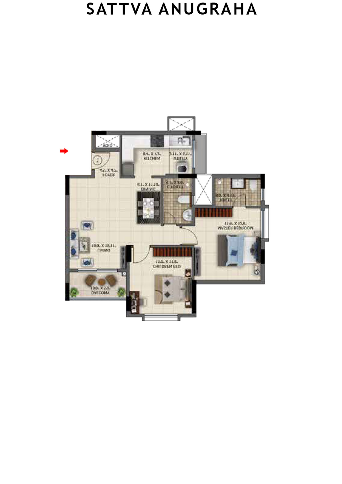 Sattva Anugraha Tower T16 Unit 4 Floor Plan