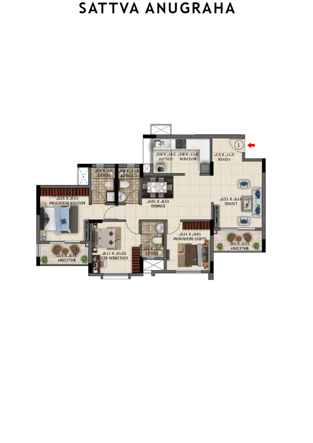 Sattva Anugraha Tower T17 Unit 1 Floor Plan