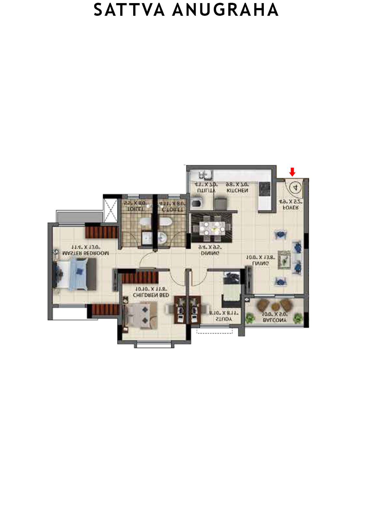 Sattva Anugraha Tower T18 Unit 1 Floor Plan