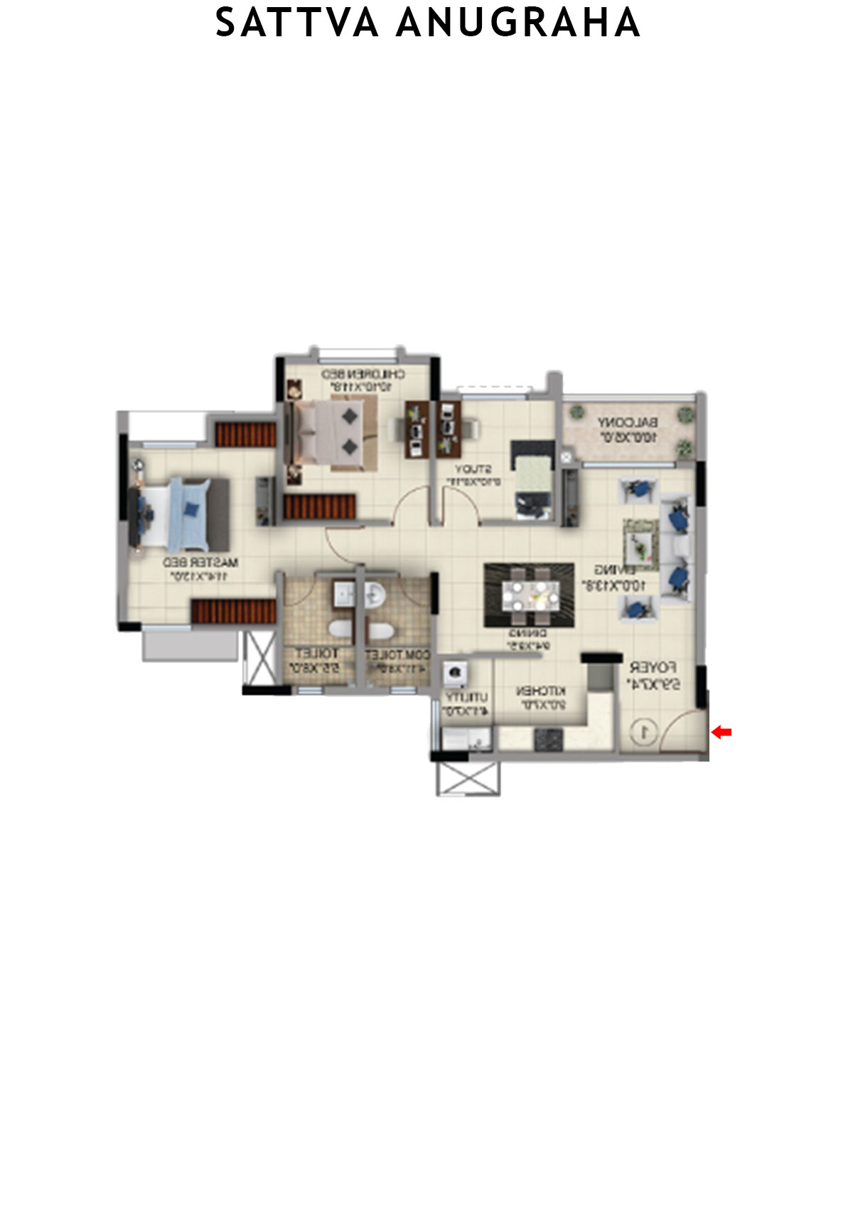 Sattva Anugraha Tower T18 Unit 2 Floor Plan
