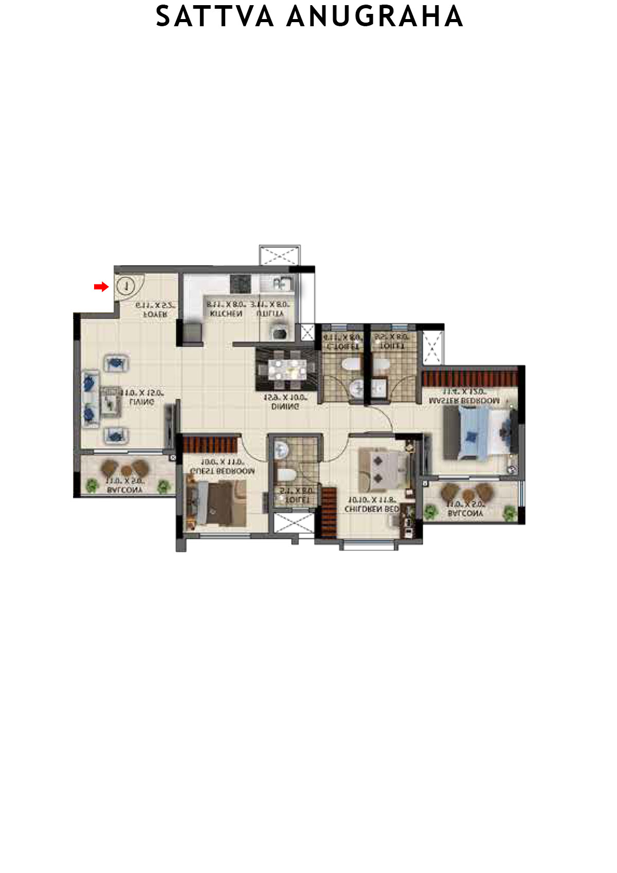 Sattva Anugraha Tower T19 Unit 4 Floor Plan