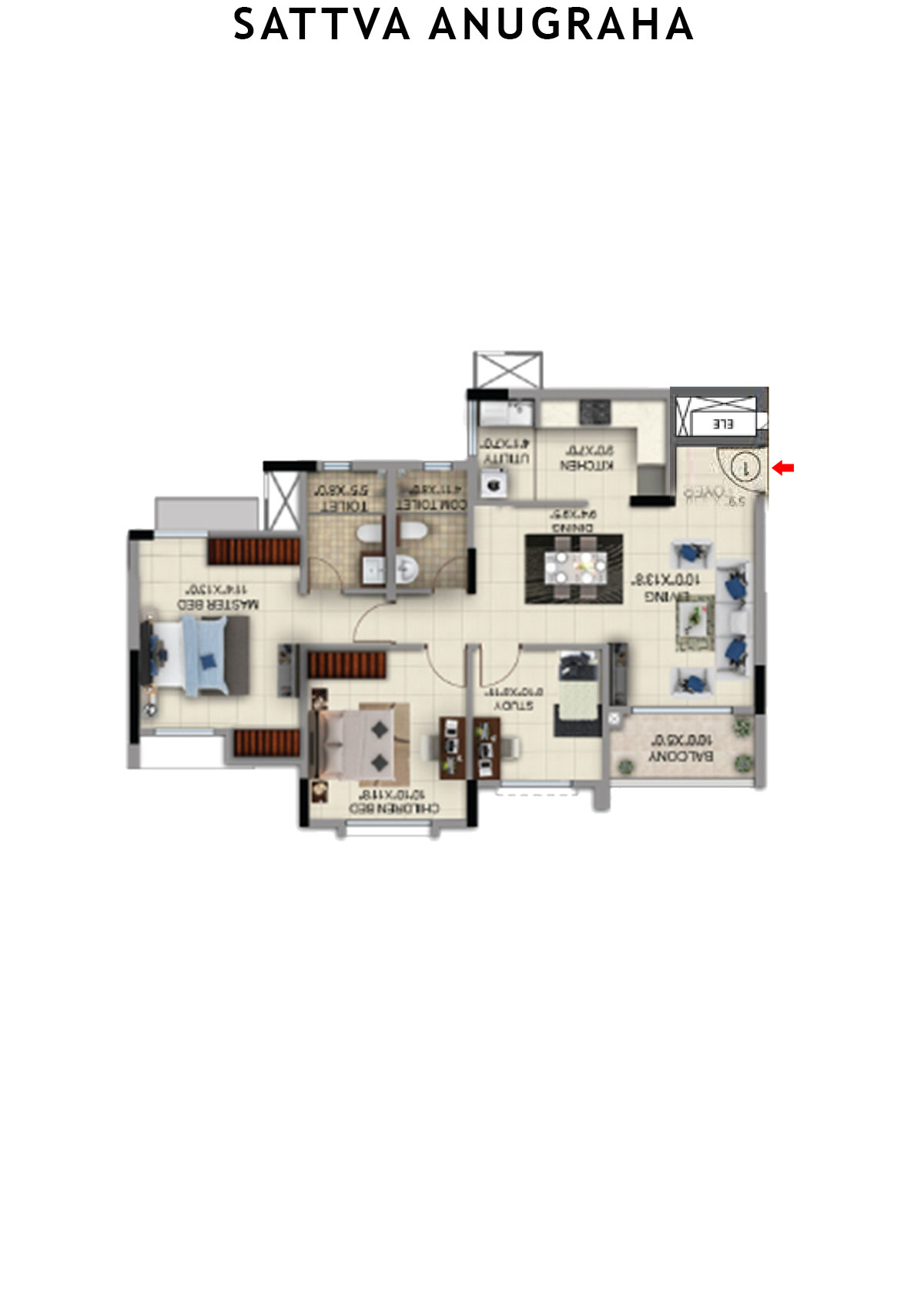 Sattva Anugraha Tower T20 Unit 1 Floor Plan