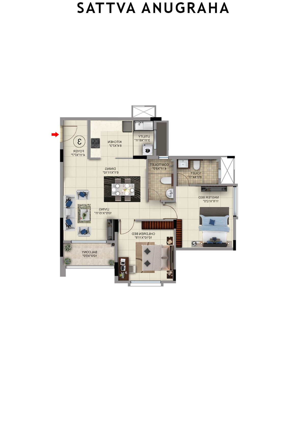 Sattva Anugraha Tower T22 Unit 4 Floor Plan