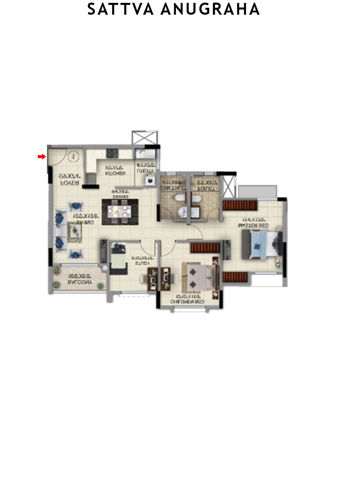 Sattva Anugraha Tower T2 Unit 5 Floor Plan