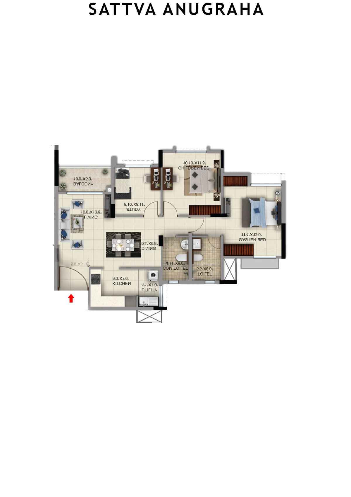 Sattva Anugraha Tower T3 Unit 3 Floor Plan