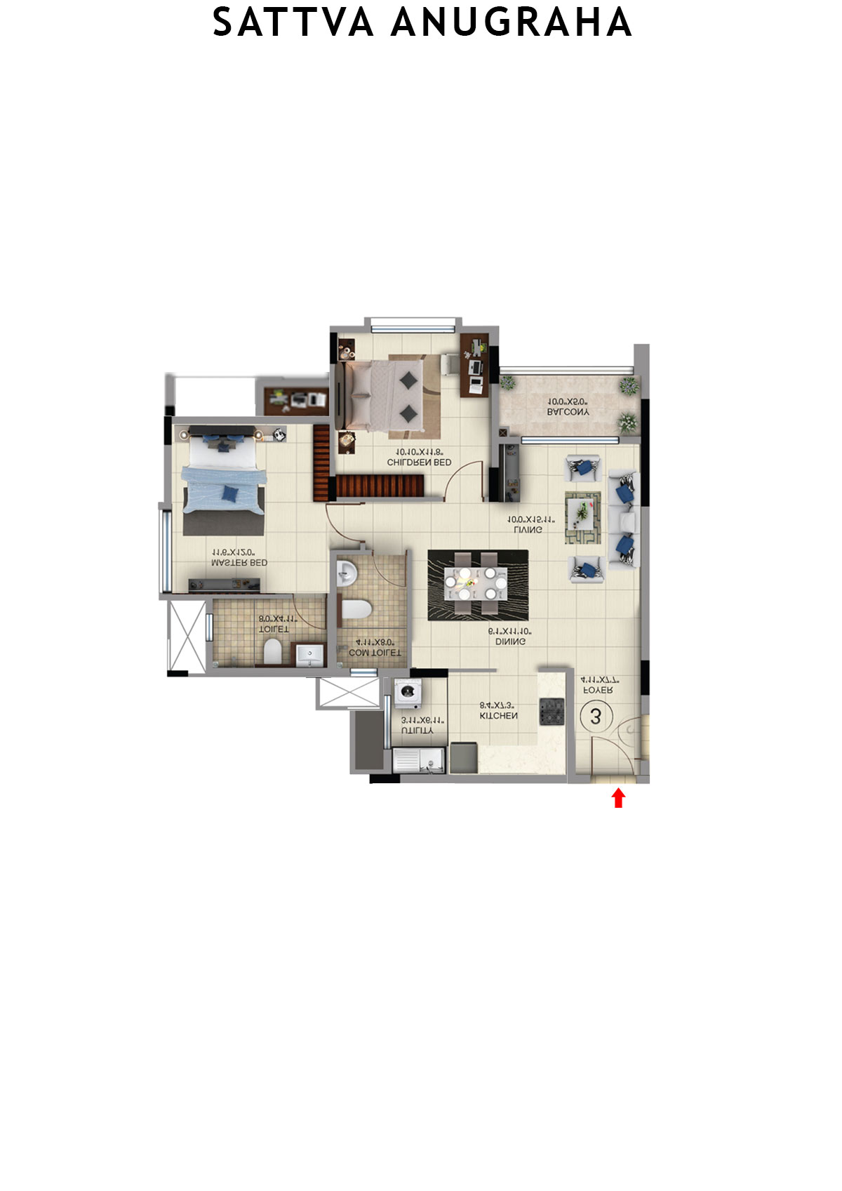 Sattva Anugraha Tower T8 Unit 4 Floor Plan