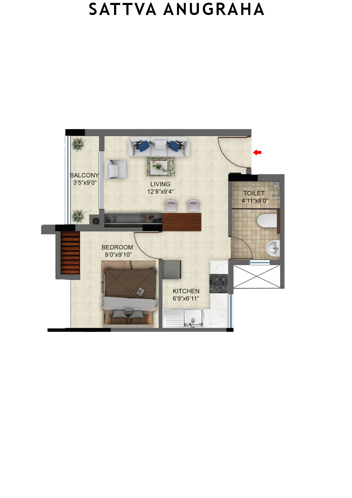 Sattva Anugraha Tower T9 Unit 1 Floor Plan