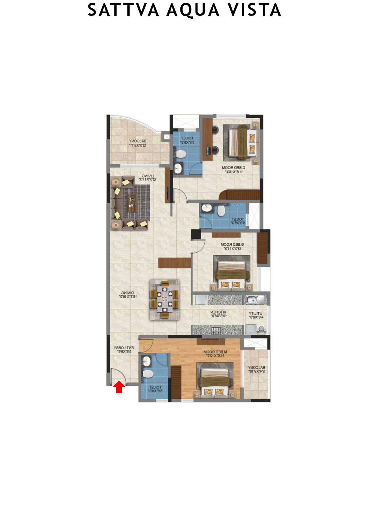 Sattva Aqua Vista Tower C Unit 1 Floor Plan