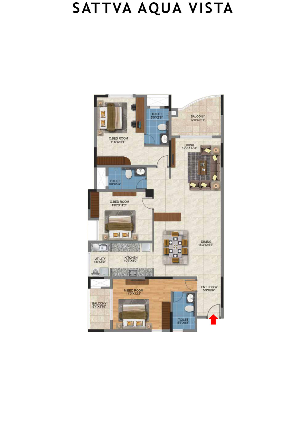 Sattva Aqua Vista Tower C Unit 4 Floor Plan