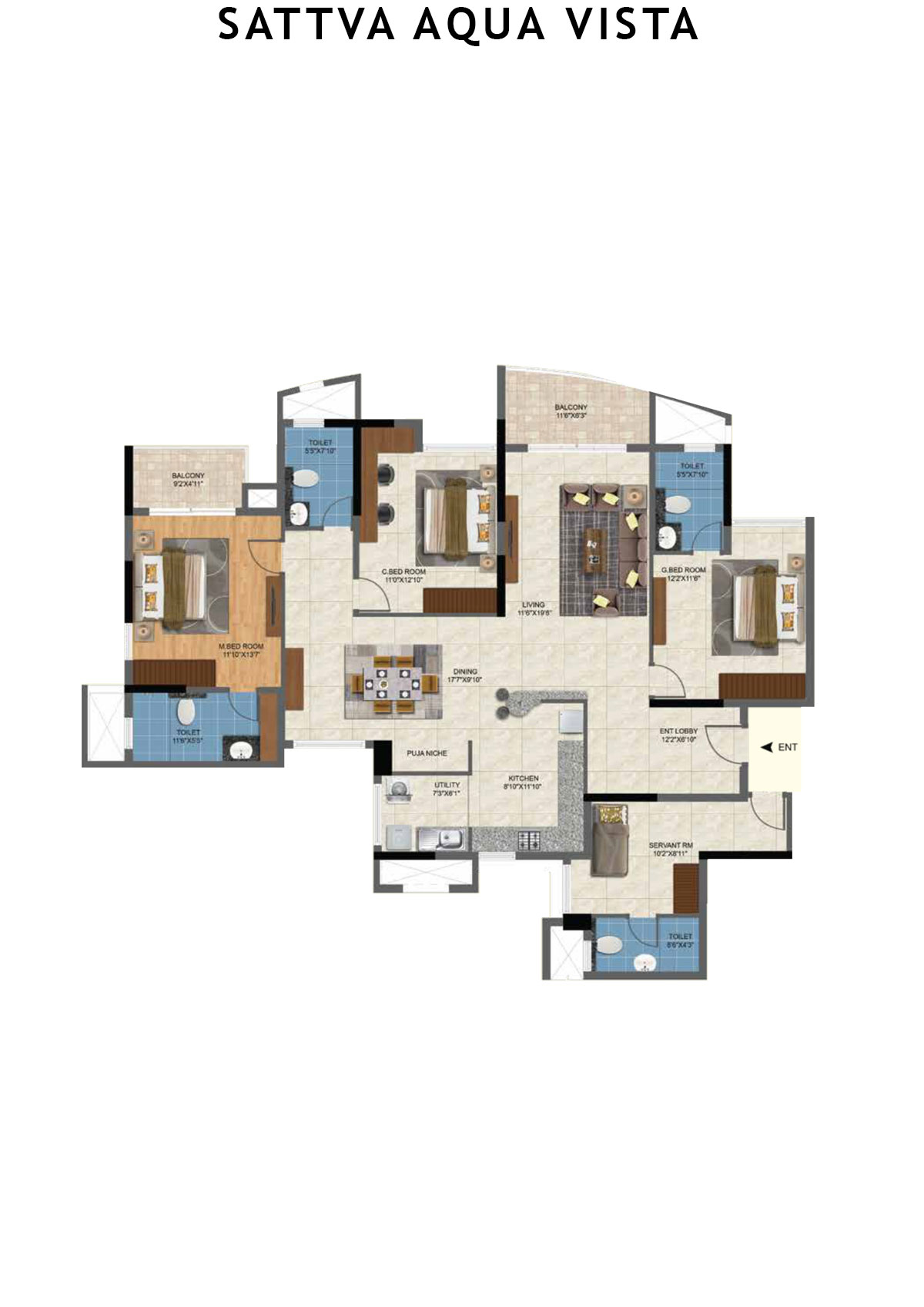 Sattva Aqua Vista Tower A Unit 4 Floor Plan