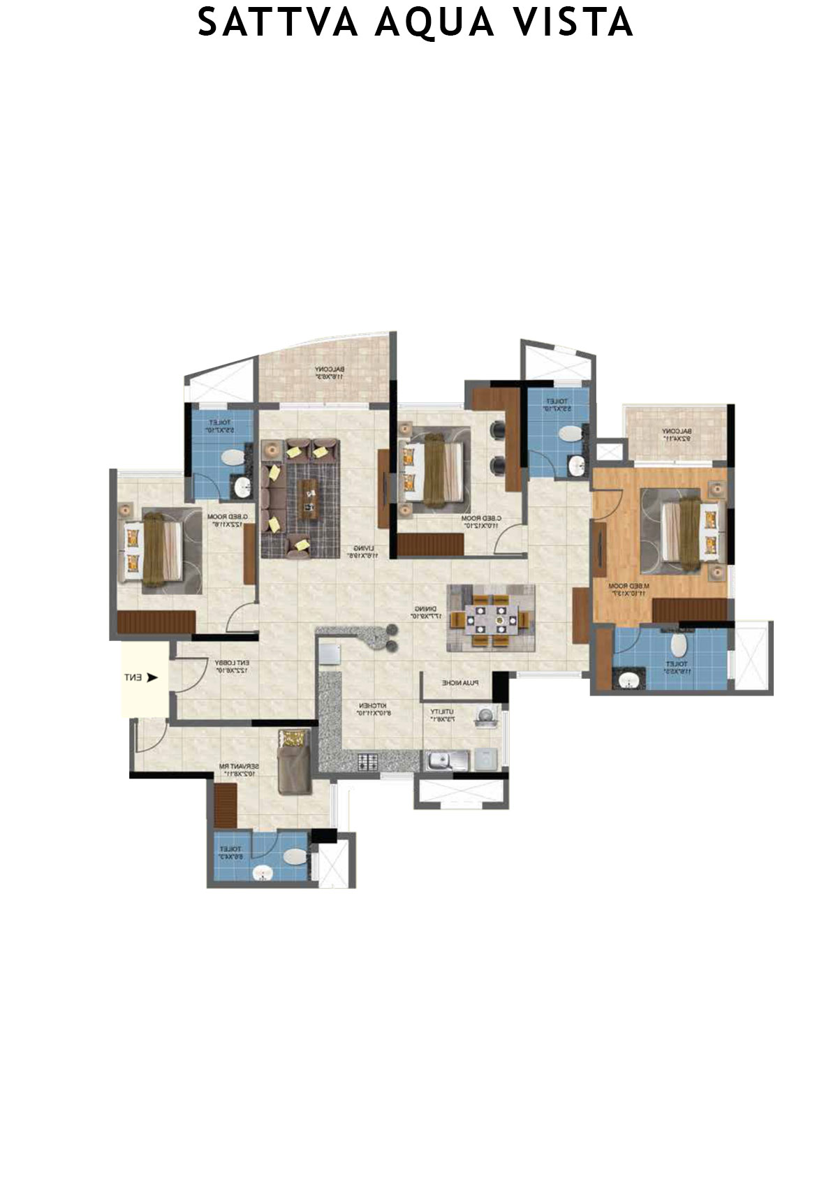 Sattva Aqua Vista Tower B Unit 1 Floor Plan
