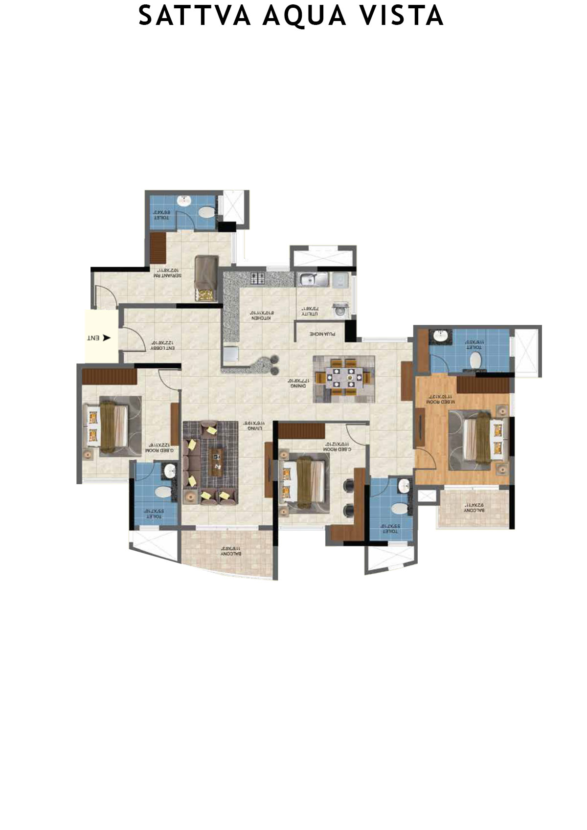 Sattva Aqua Vista Tower B Unit 2 Floor Plan