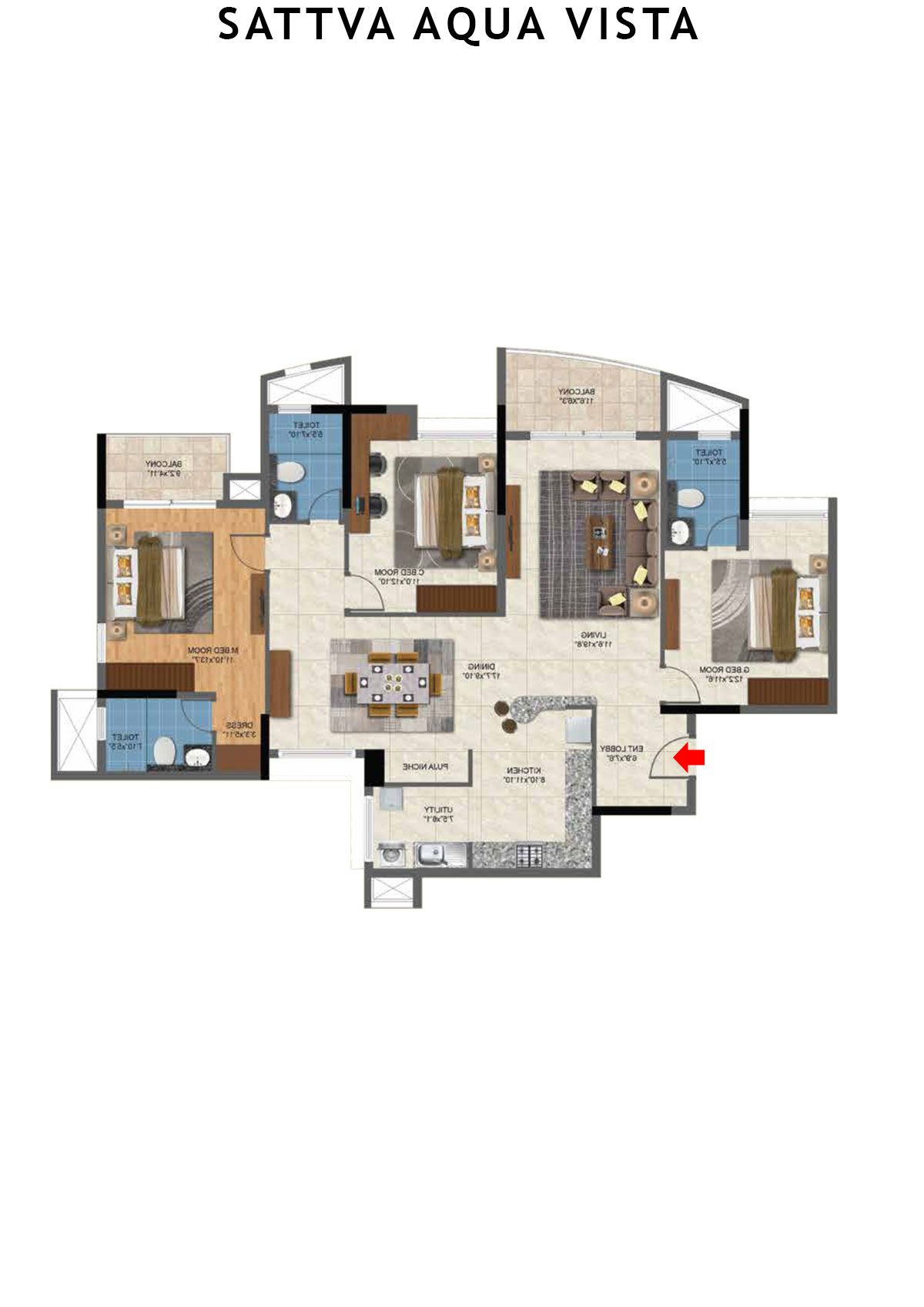 Sattva Aqua Vista Tower B Unit 4 Floor Plan