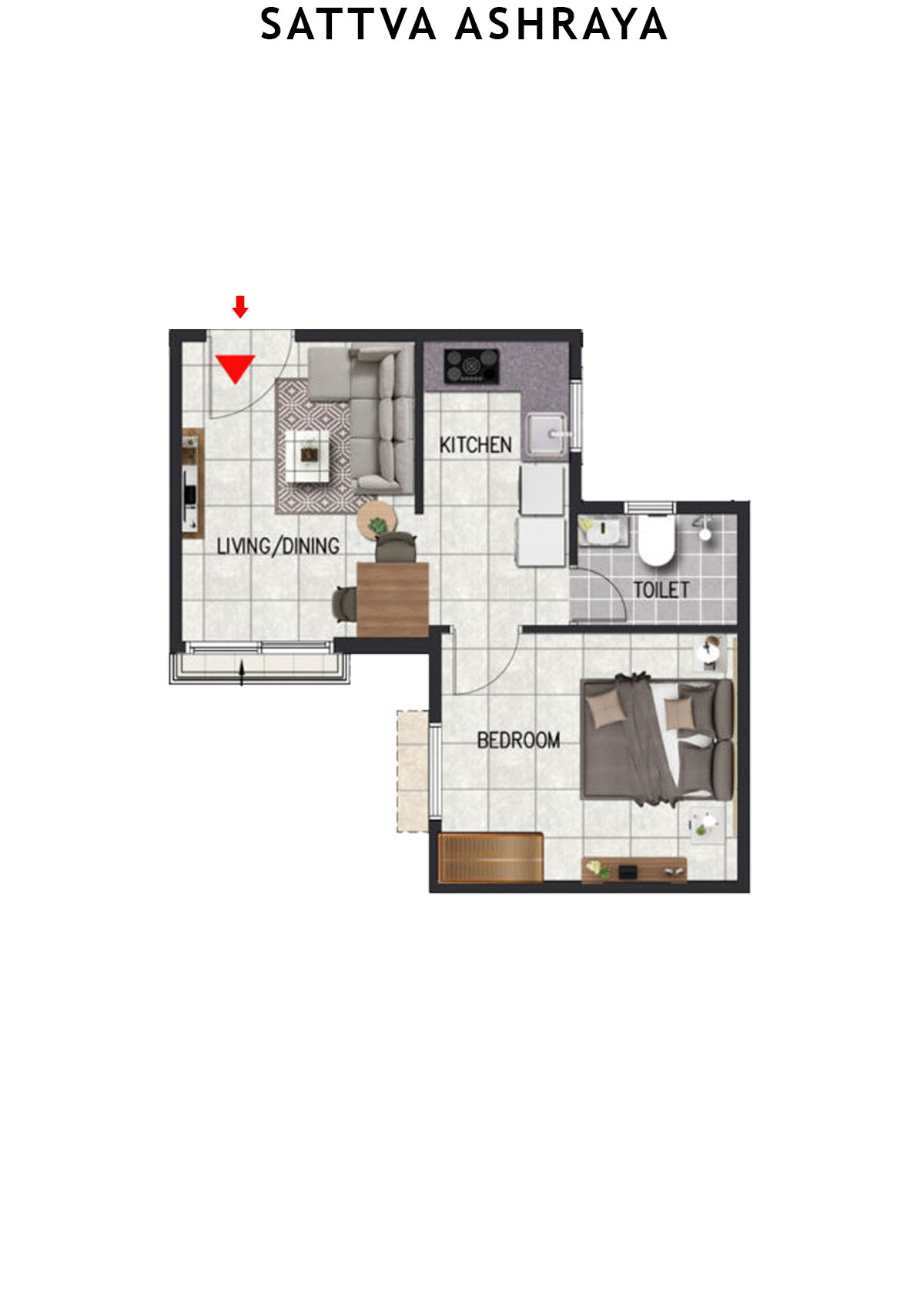 Sattva Ashraya Tower 1 Unit 1 (Type A1) Floor Plan
