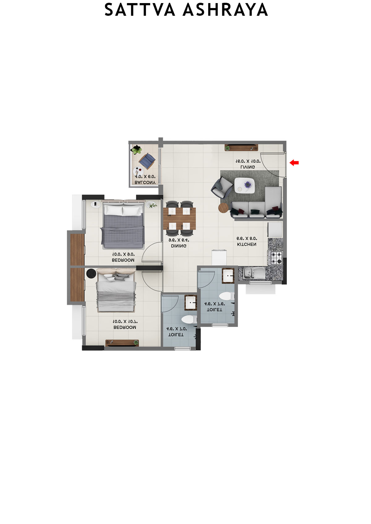 Sattva Ashraya Tower 1 Unit 8 (Type C2) Floor Plan