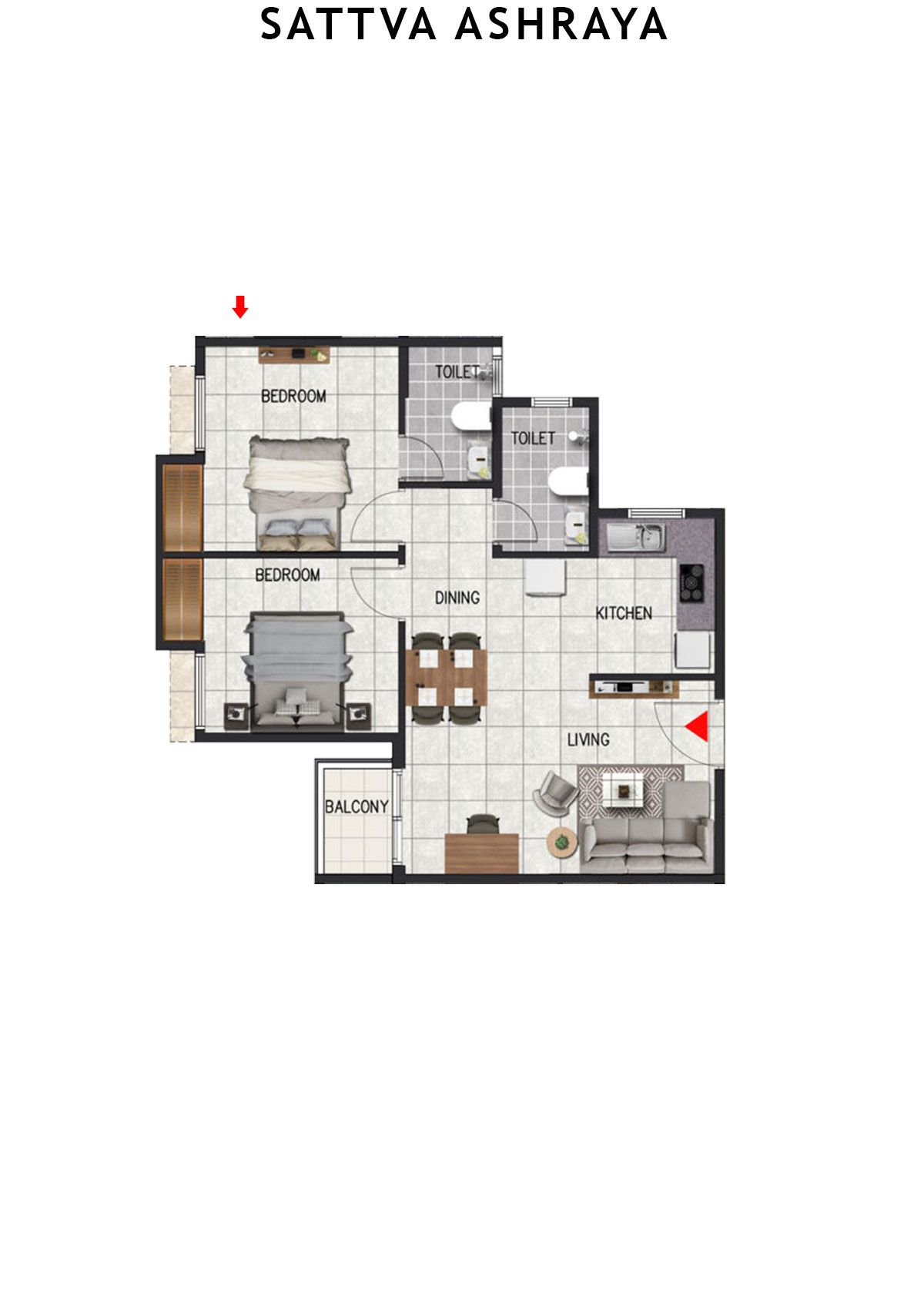 Sattva Ashraya Tower 1 Unit 9 (Type C3) Floor Plan
