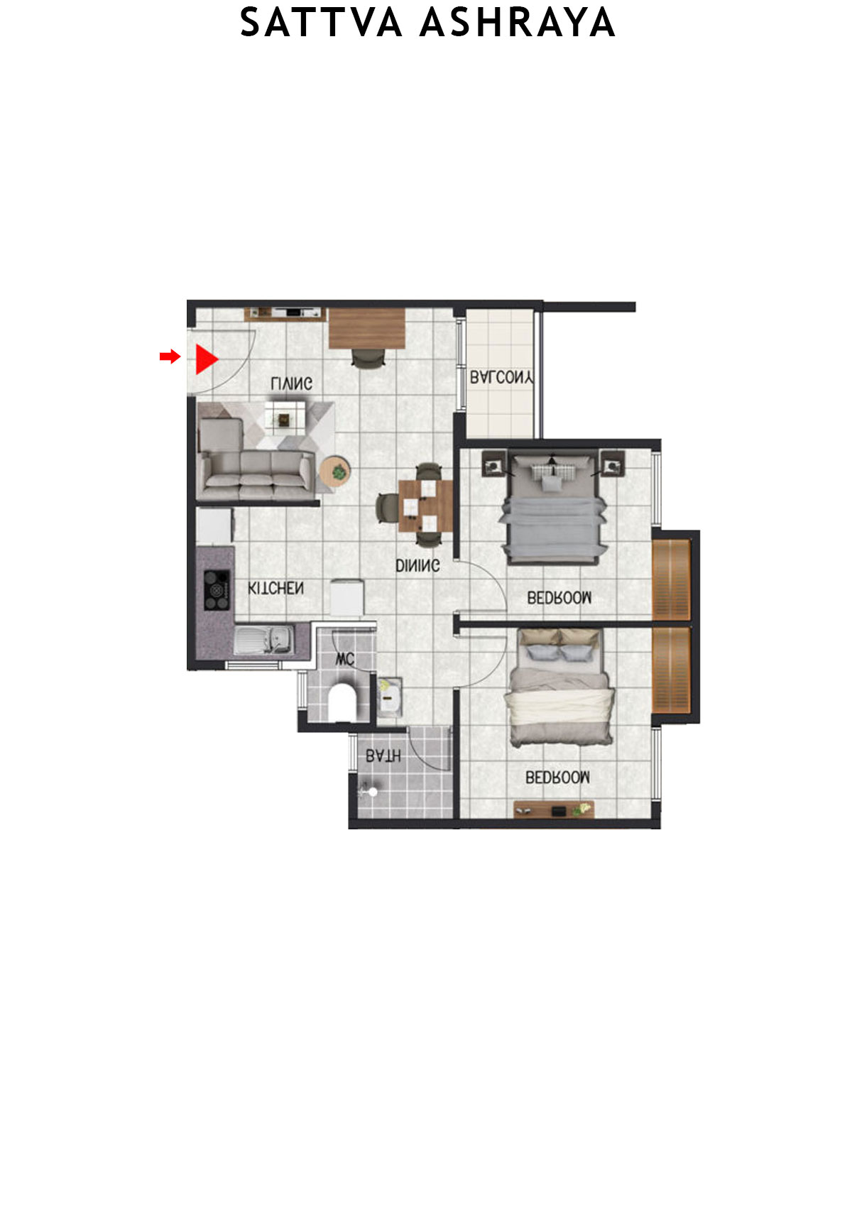 Sattva Ashraya Tower 2 Unit 1 (Type C8) Floor Plan