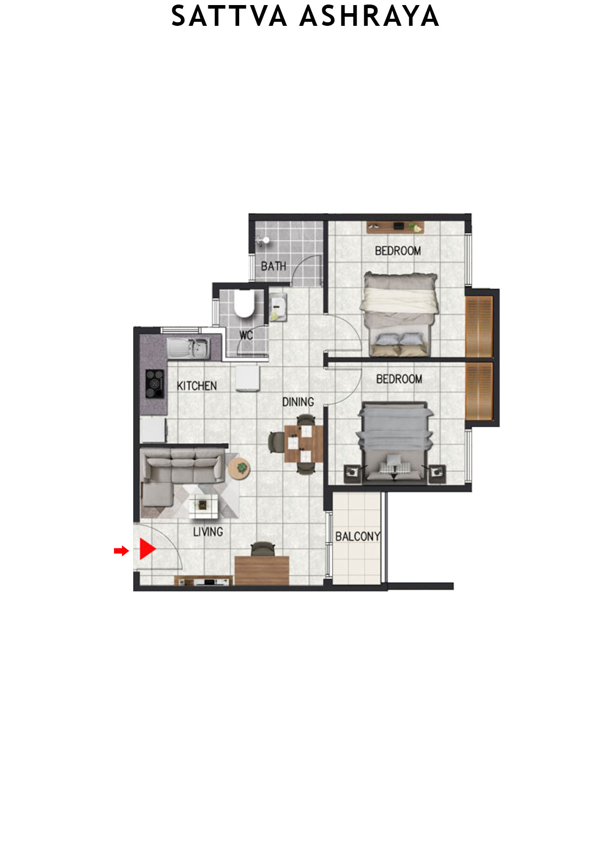 Sattva Ashraya Tower 2 Unit 2 (Type C7) Floor Plan