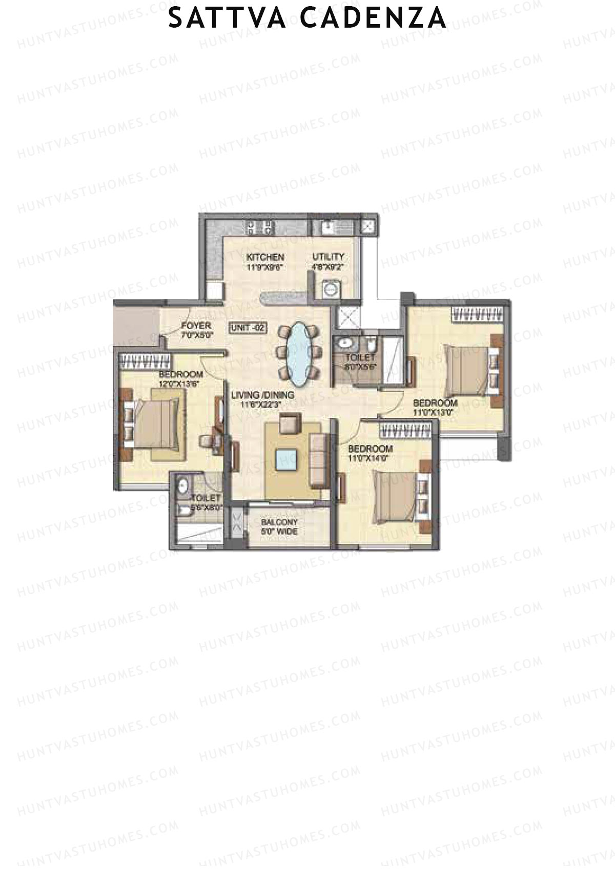 Sattva Cadenza Calypso Unit 2 Floor Plan