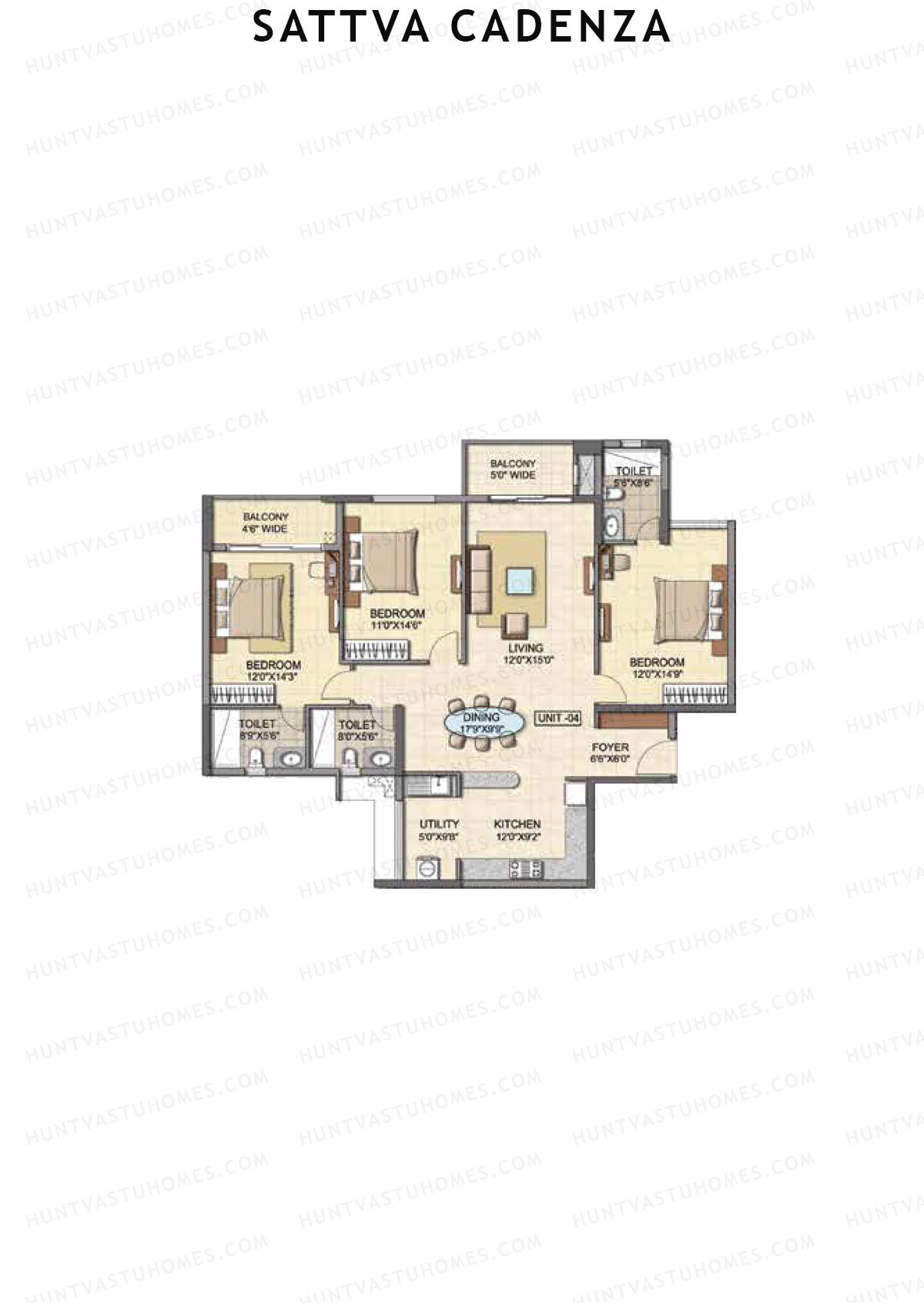 Sattva Cadenza Harmony Unit 3 Floor Plan