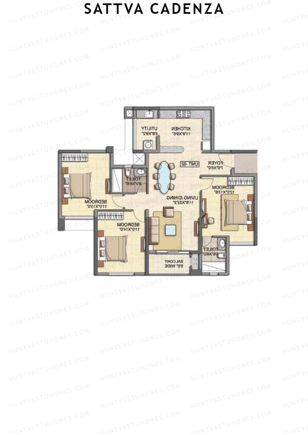 Sattva Cadenza Tower Raga Unit 2 Floor Plan