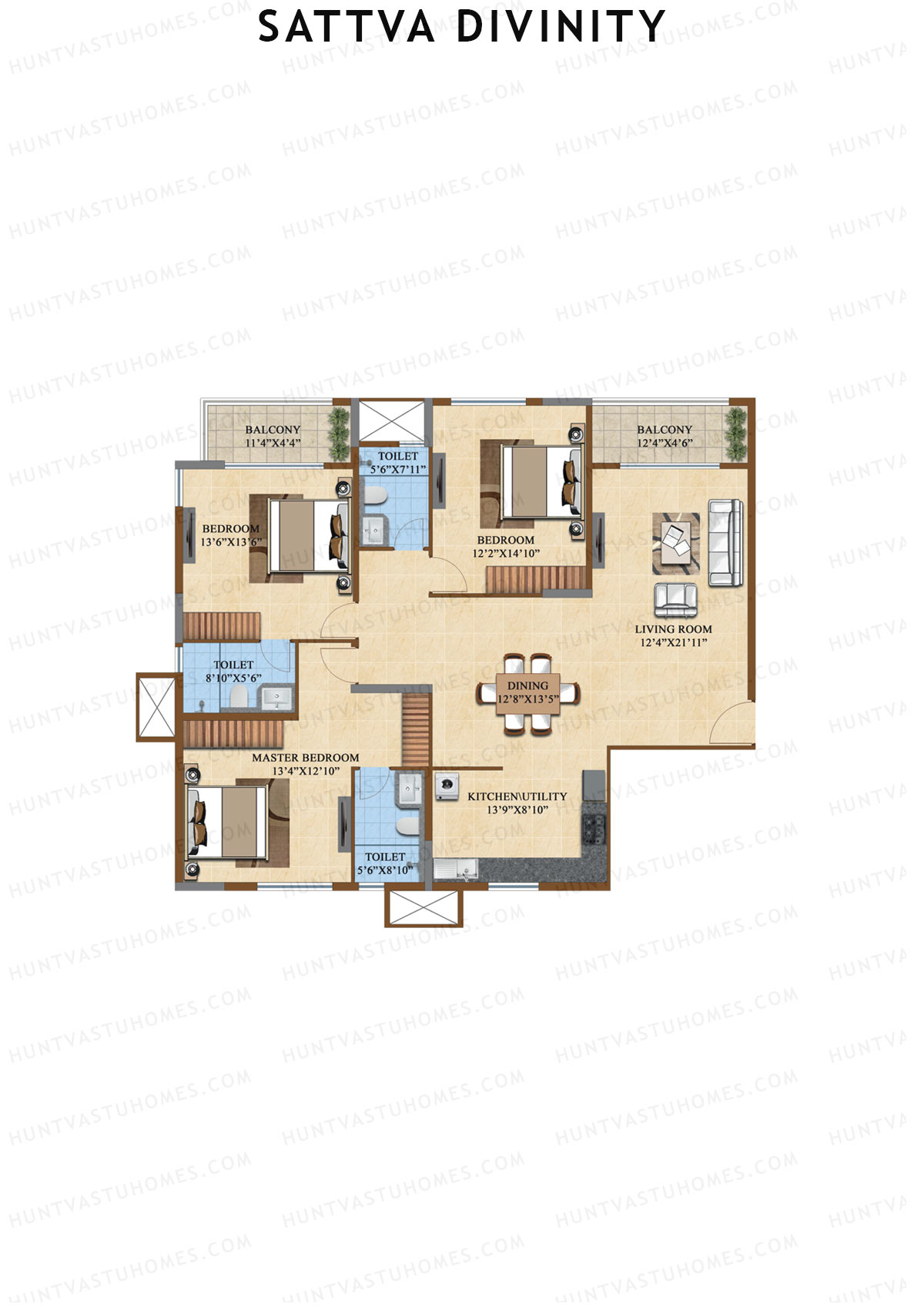 Sattva Divinity Tower 10 Unit 1 (Type F) Floor Plan