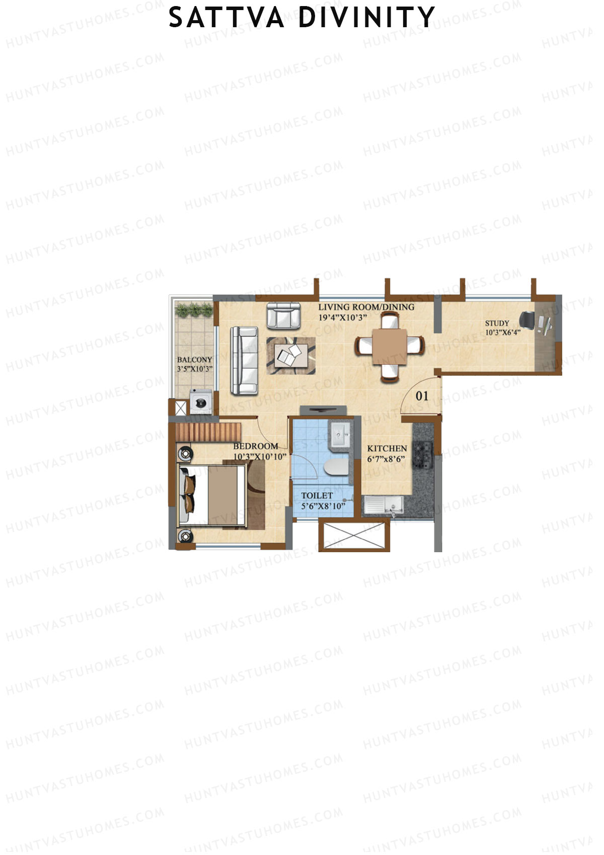 Sattva Divinity Tower 6 Unit 1 (Type H) Floor Plan