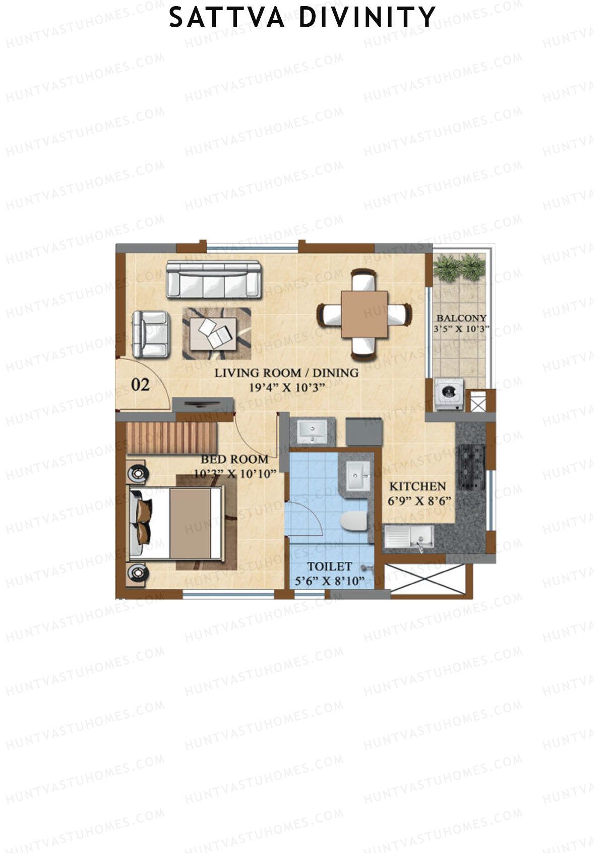 Sattva Divinity Tower 6 Unit 2 (Type I) Floor Plan