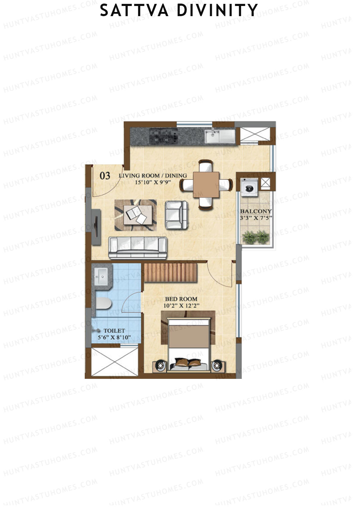 Sattva Divinity Tower 6 Unit 3 (Type K) Floor Plan