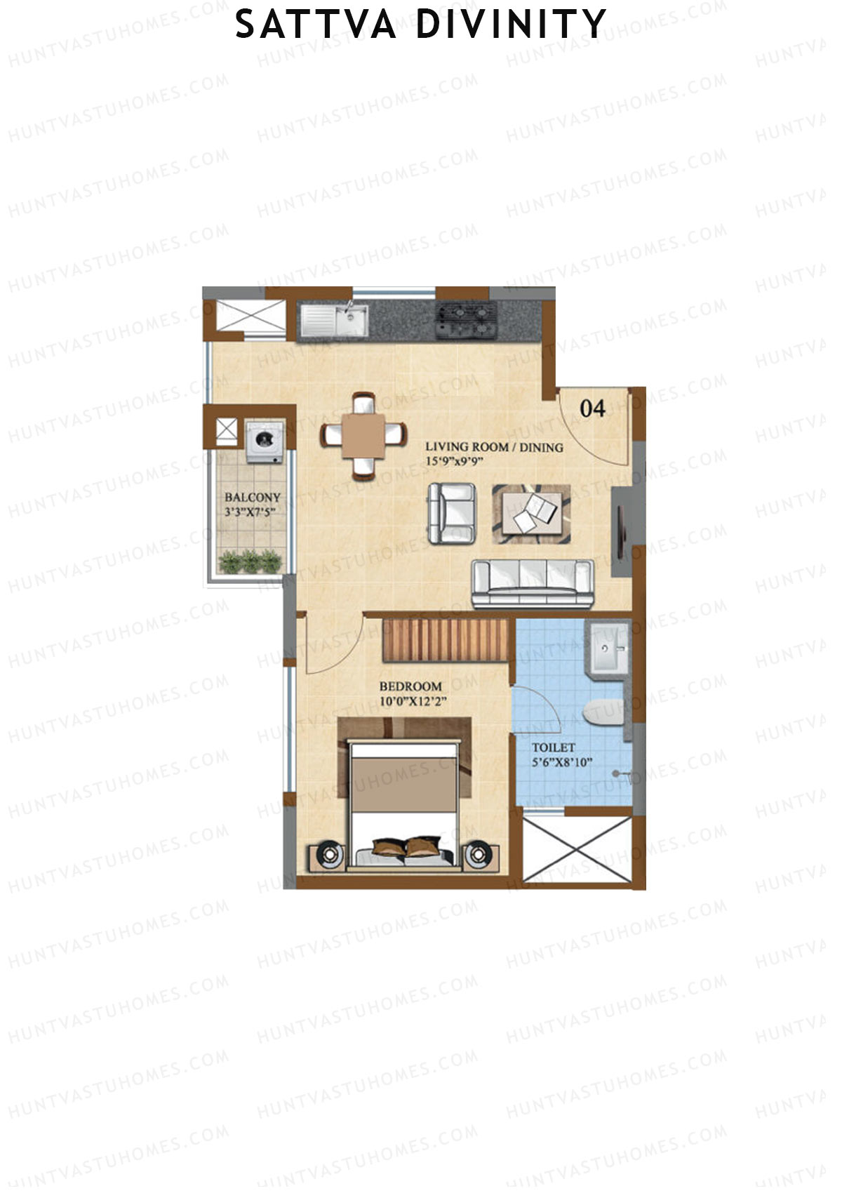 Sattva Divinity Tower 6 Unit 4 (Type J) Floor Plan