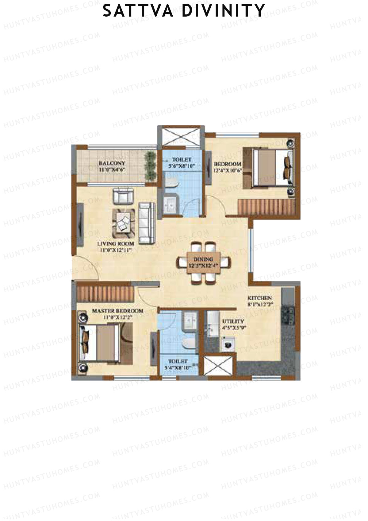 Sattva Divinity Tower 8 Unit 2 (Type B) Floor Plan