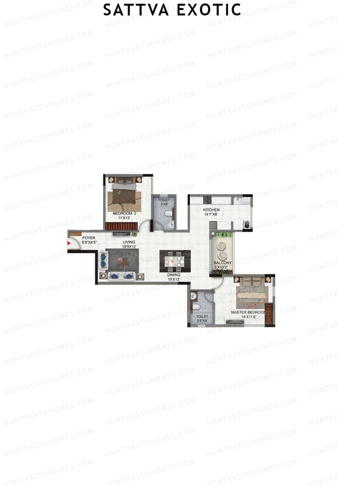 Sattva Exotic Tower 1 Unit 1 Floor Plan
